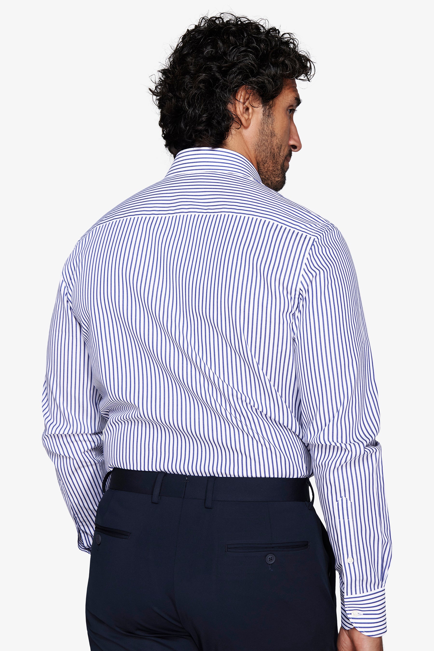 Camisa de corte slim a rayas color azul