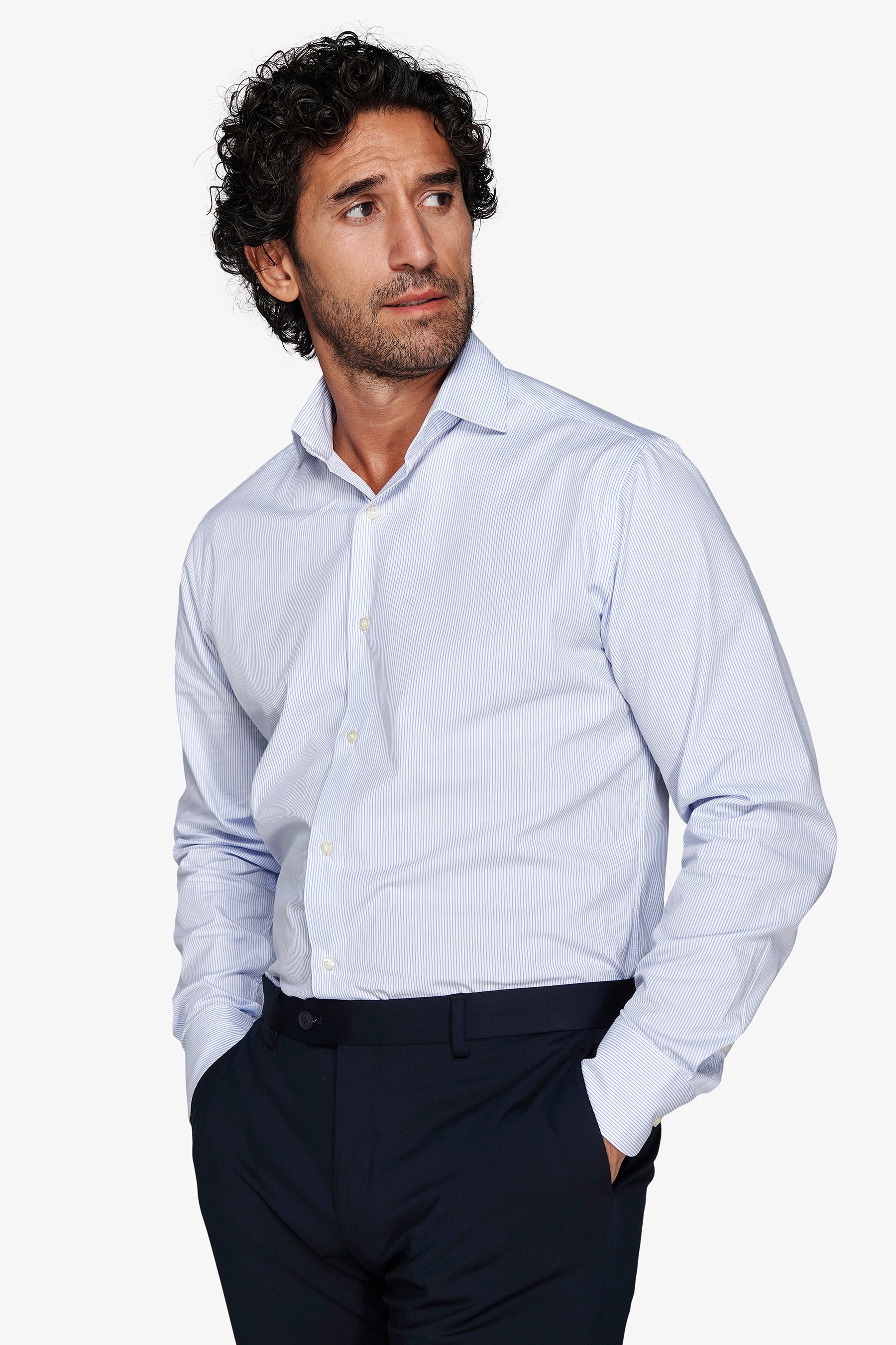 Azure micro stripes shirt