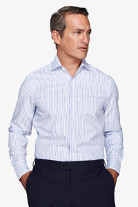 Camisa labrada slim a rayas color azul