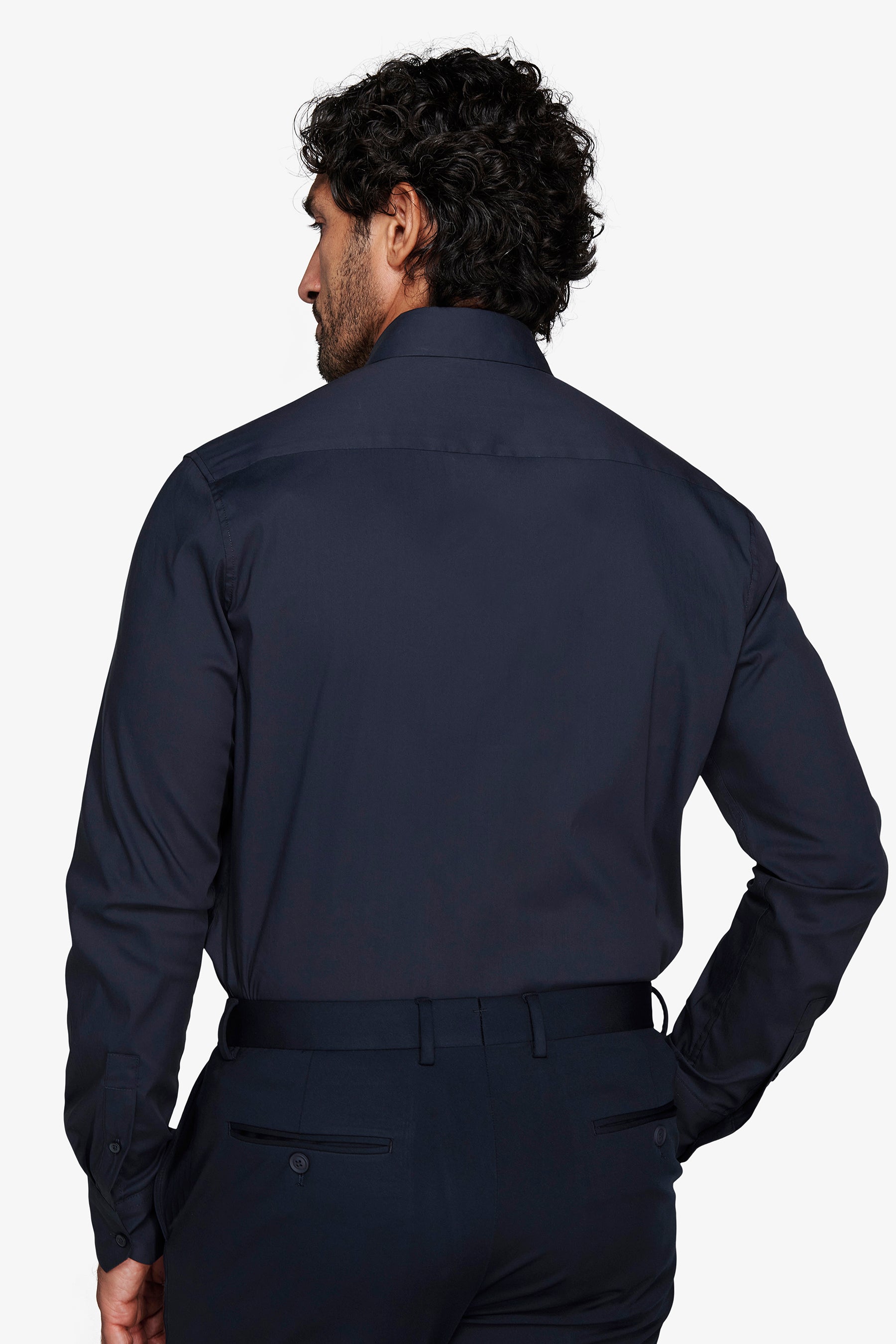 Chemise unie stretch bleue