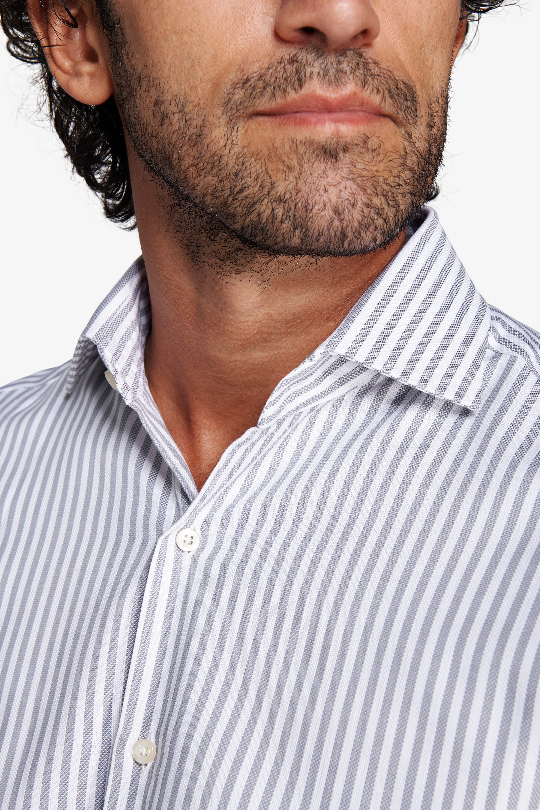 Camicia a righe operata grigia-Dan John
