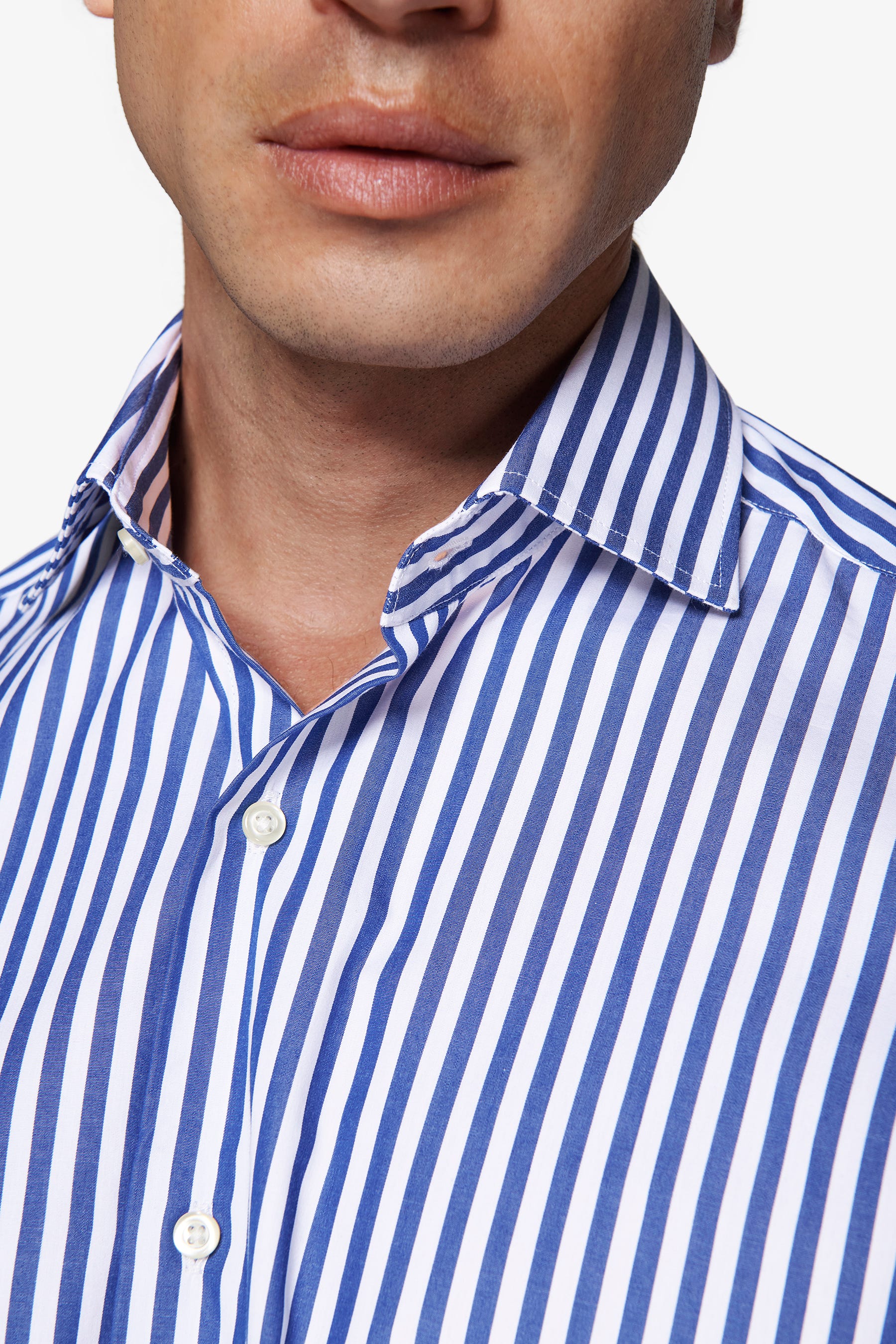 Camicia a righe medie indaco slim-Dan John