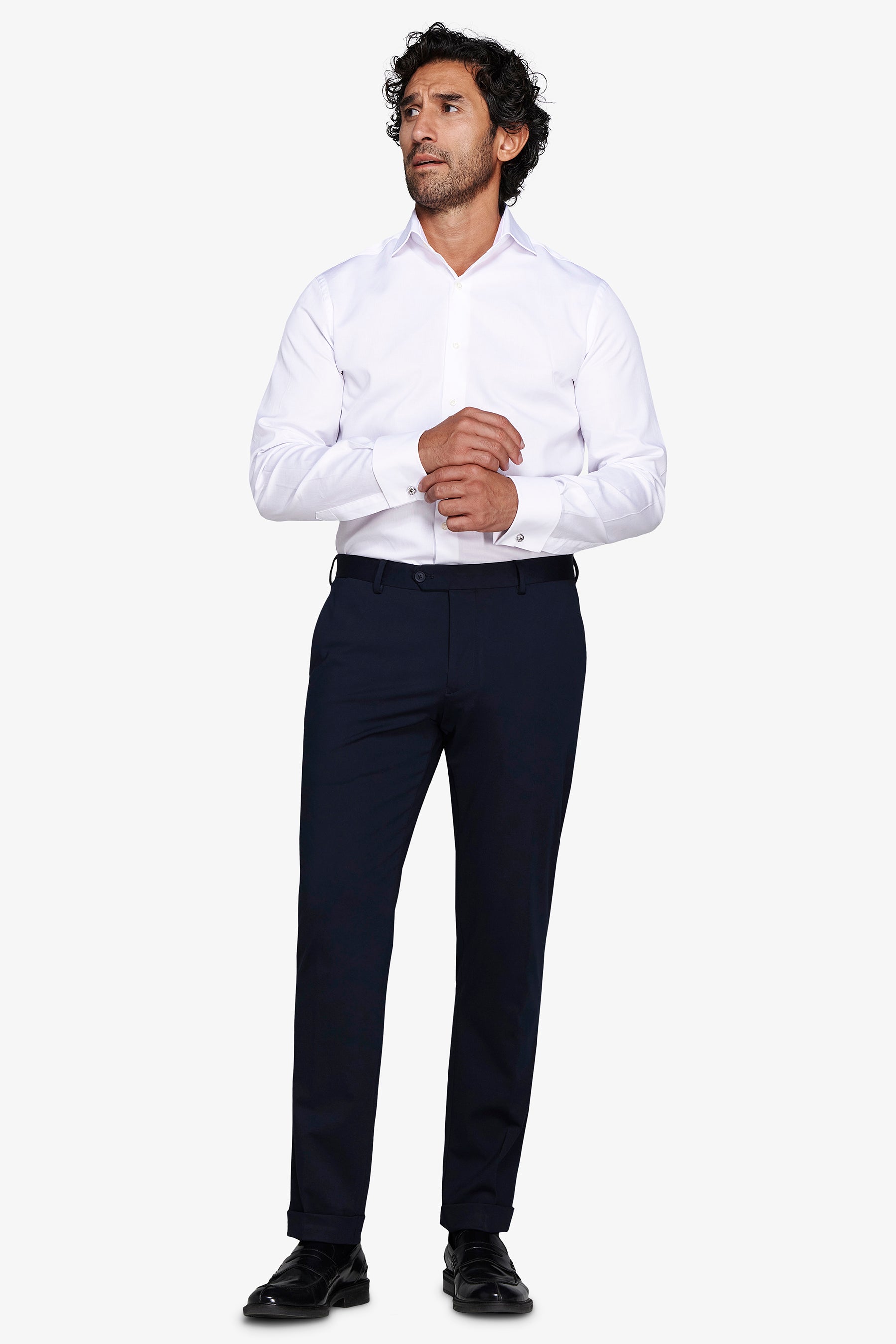 Camicia piquet polso gemelli bianca slim