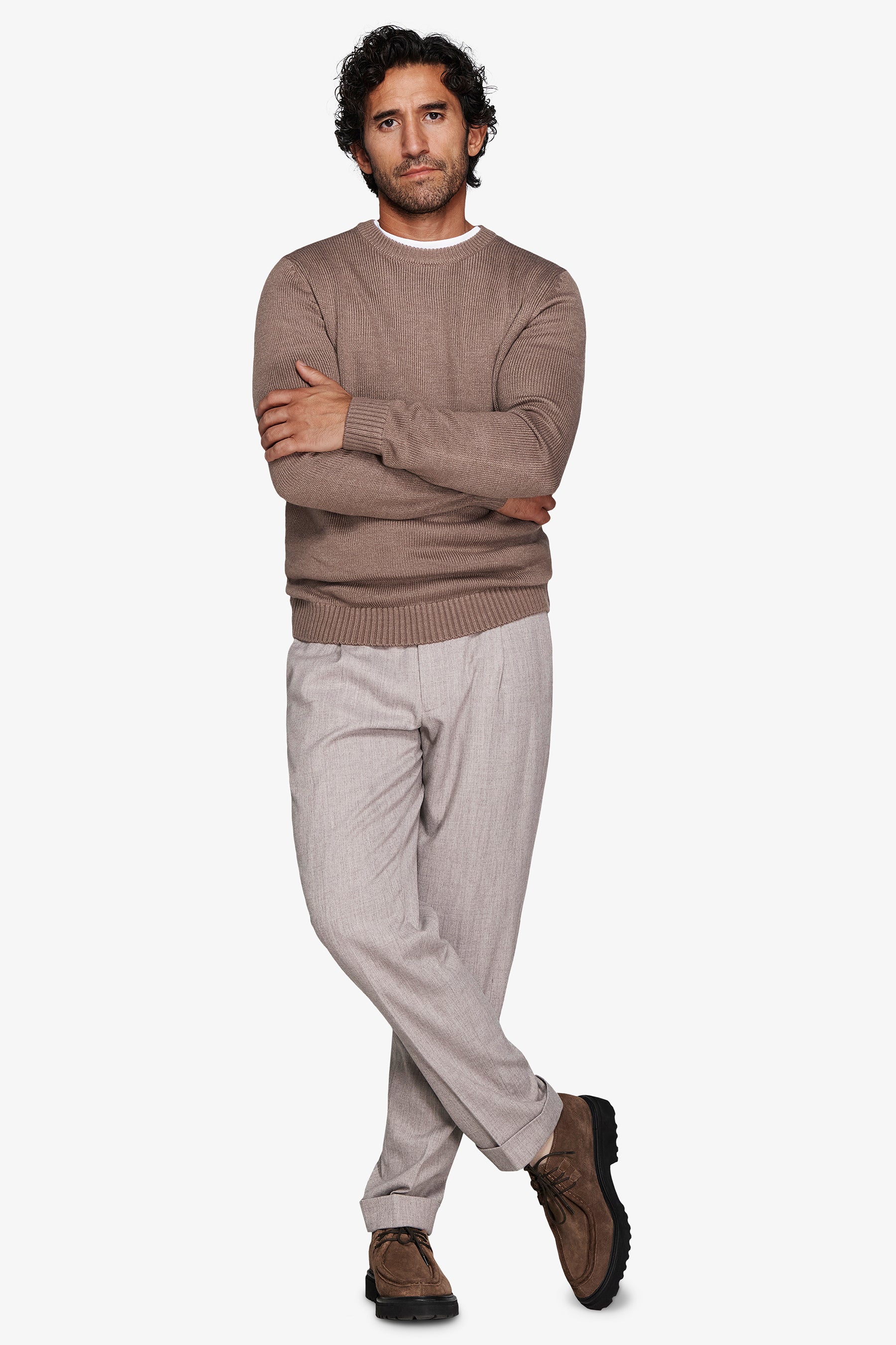 Pull col rond gris souris effet lambswool