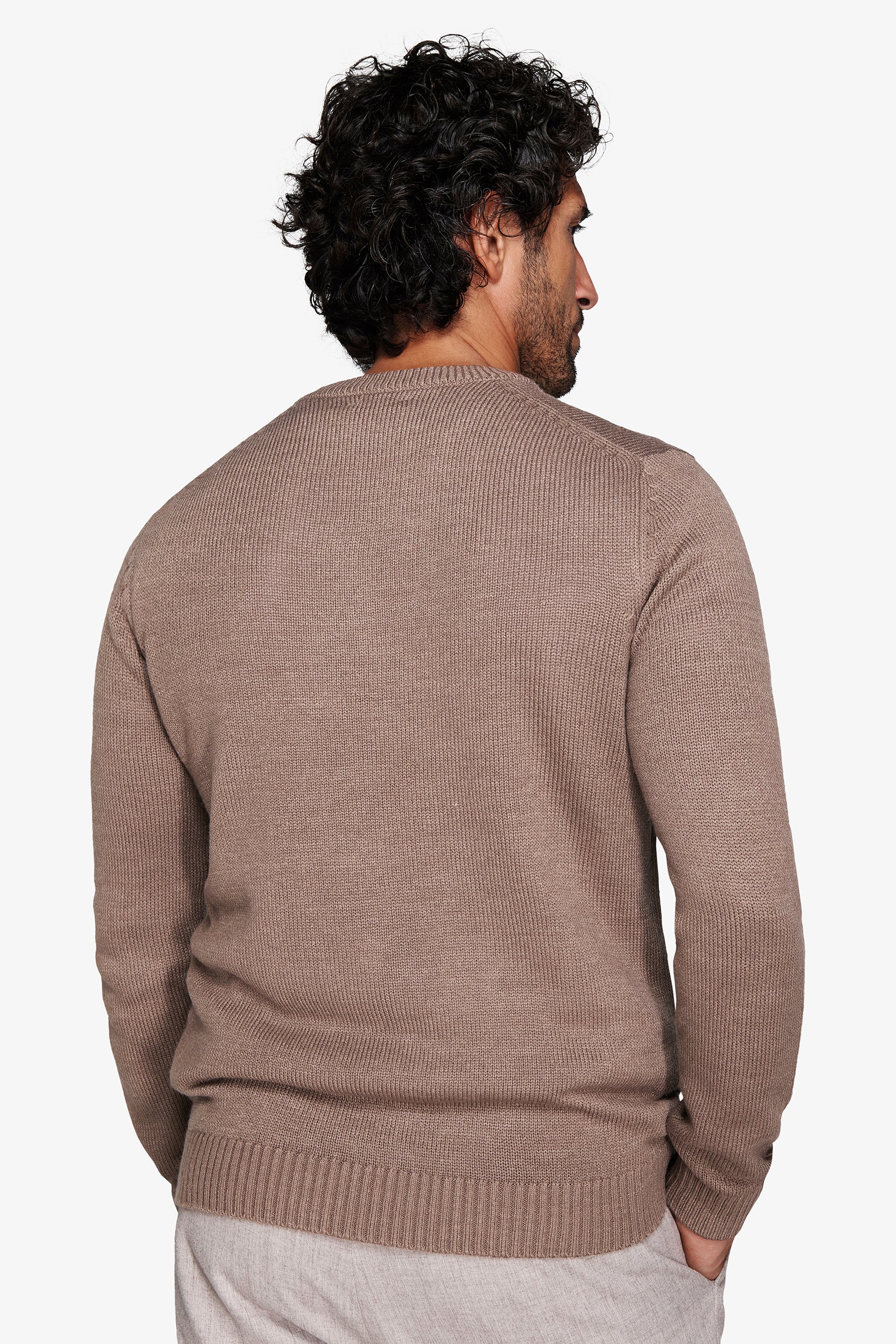 Pull col rond gris souris effet lambswool