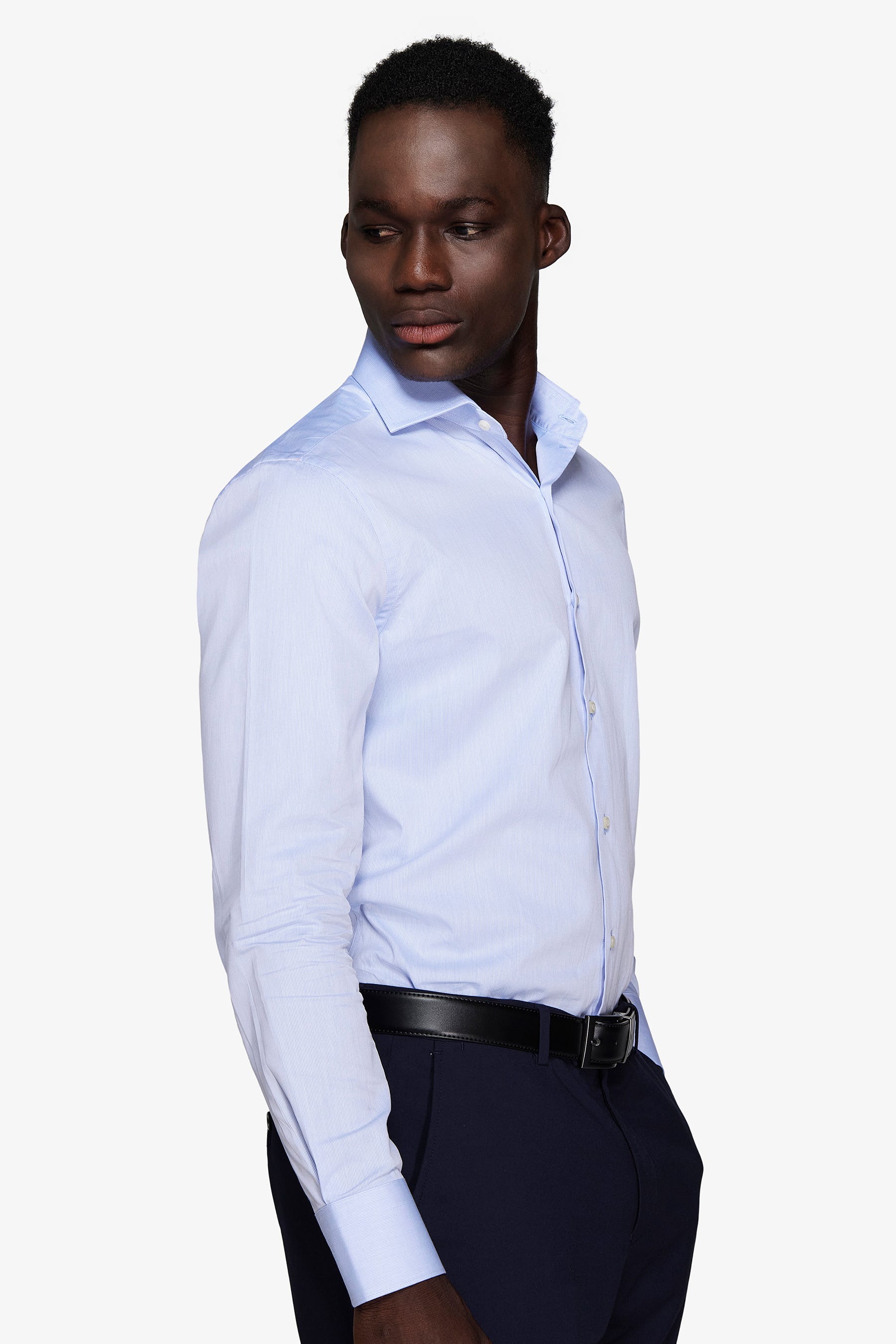 Camicia piquet celeste slim-Dan John