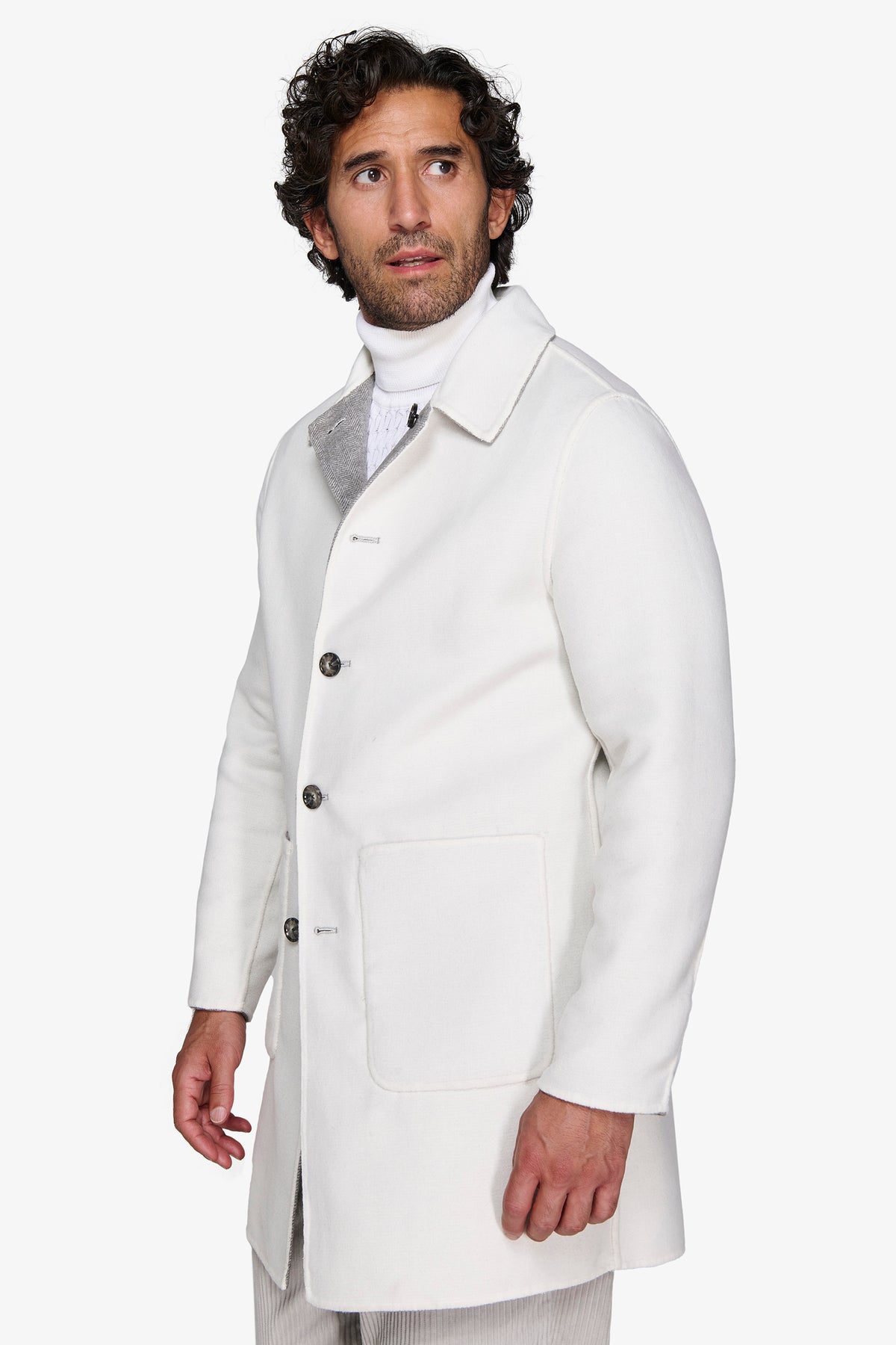 Cappotto reversibile misto lana grigio chiaro