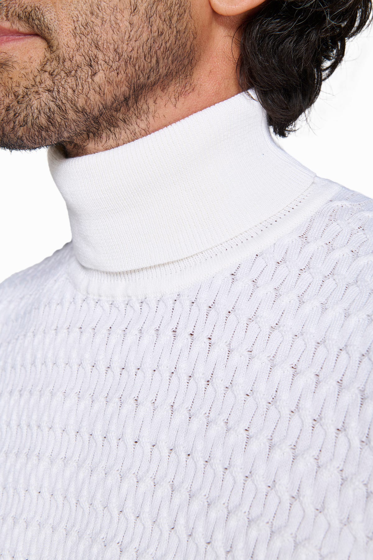Maglia dolcevita a treccina panna-Dan John