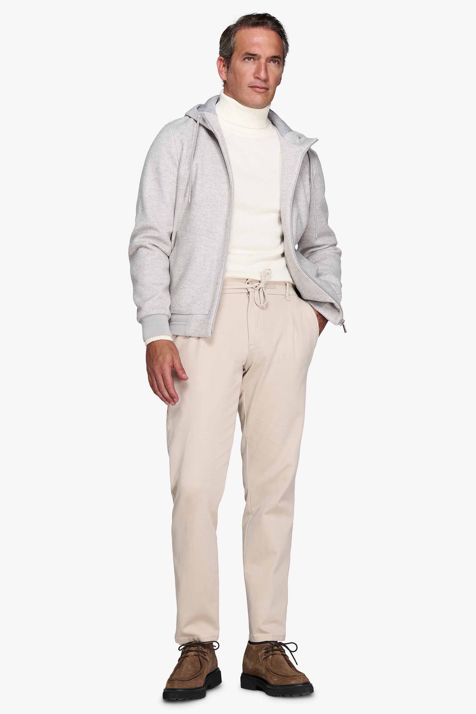 Bomber efecto franela jaspeada gris claro