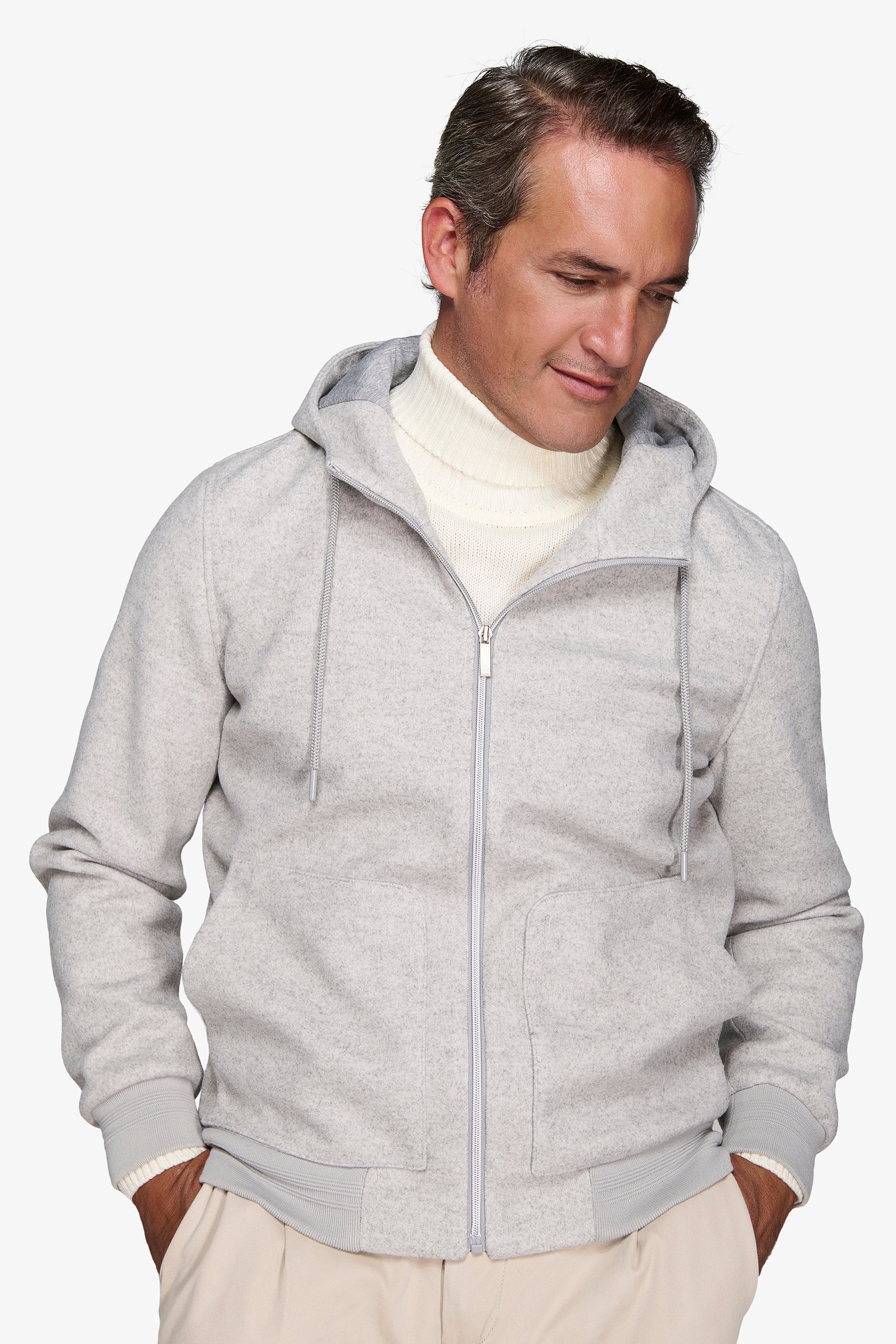 Bomber efecto franela jaspeada gris claro