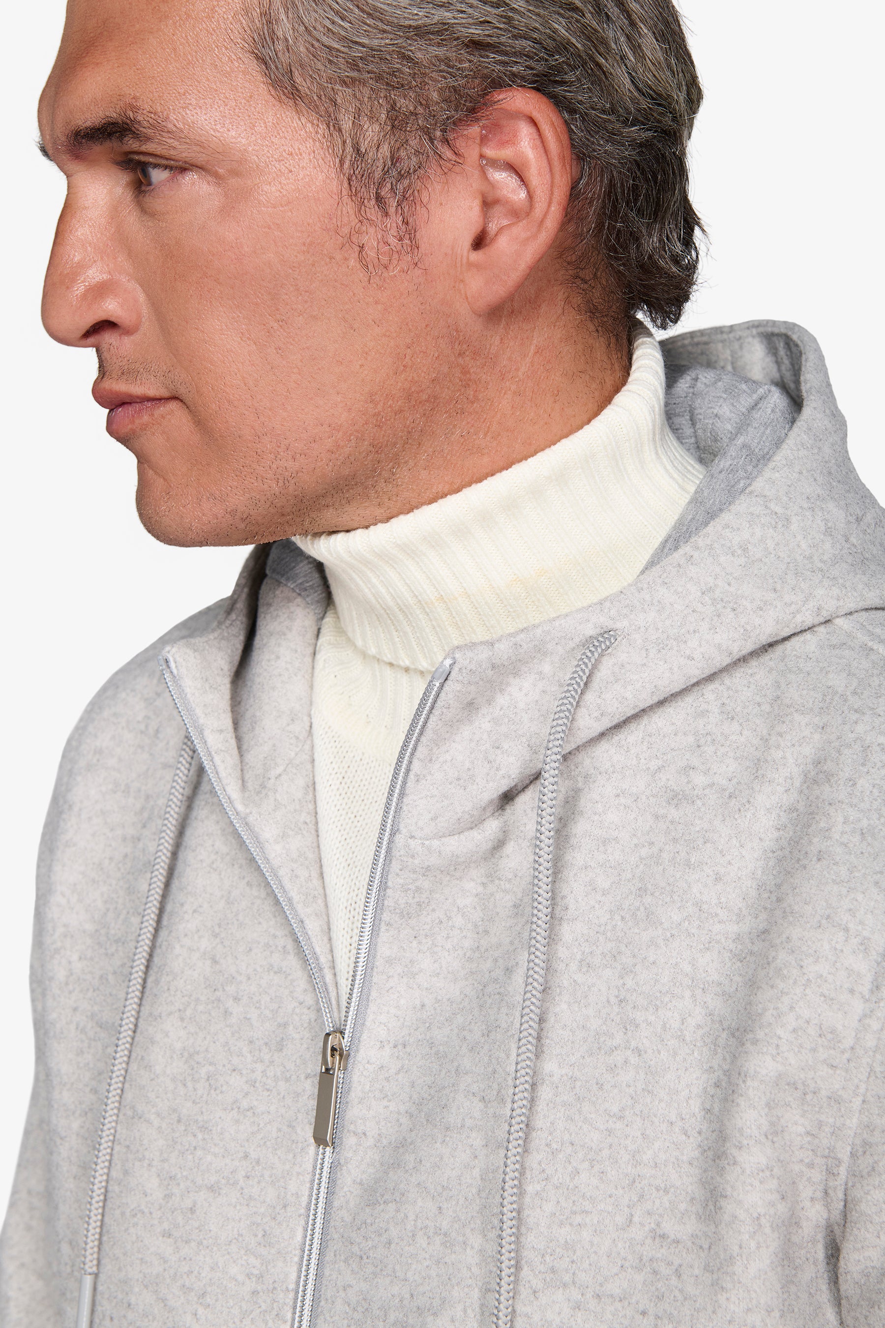 Bomber efecto franela jaspeada gris claro