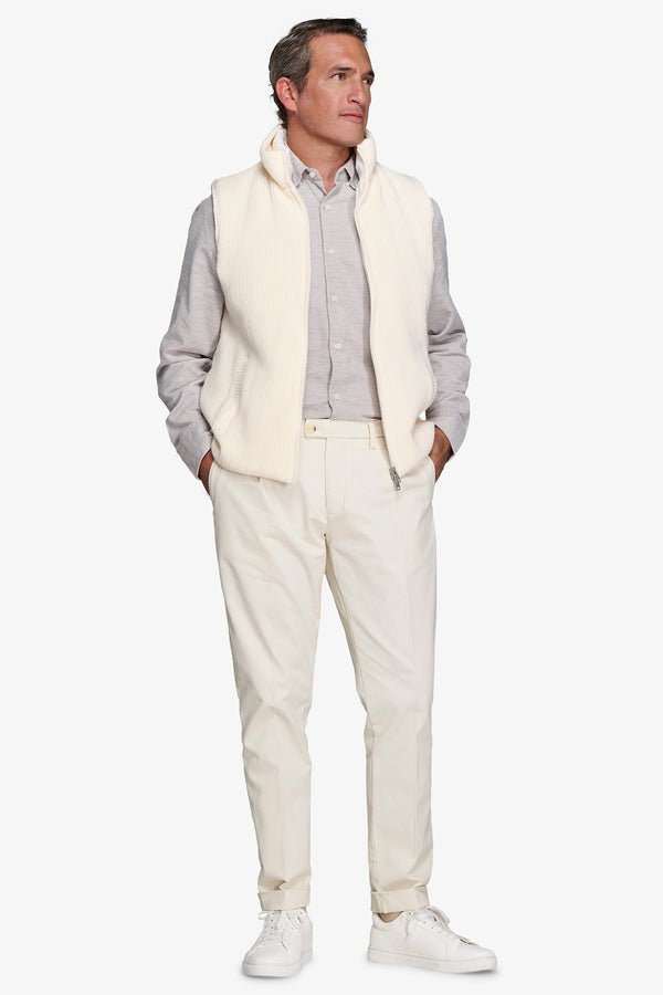 GILET BIMATERICO FULL ZIP PANNA-Dan John