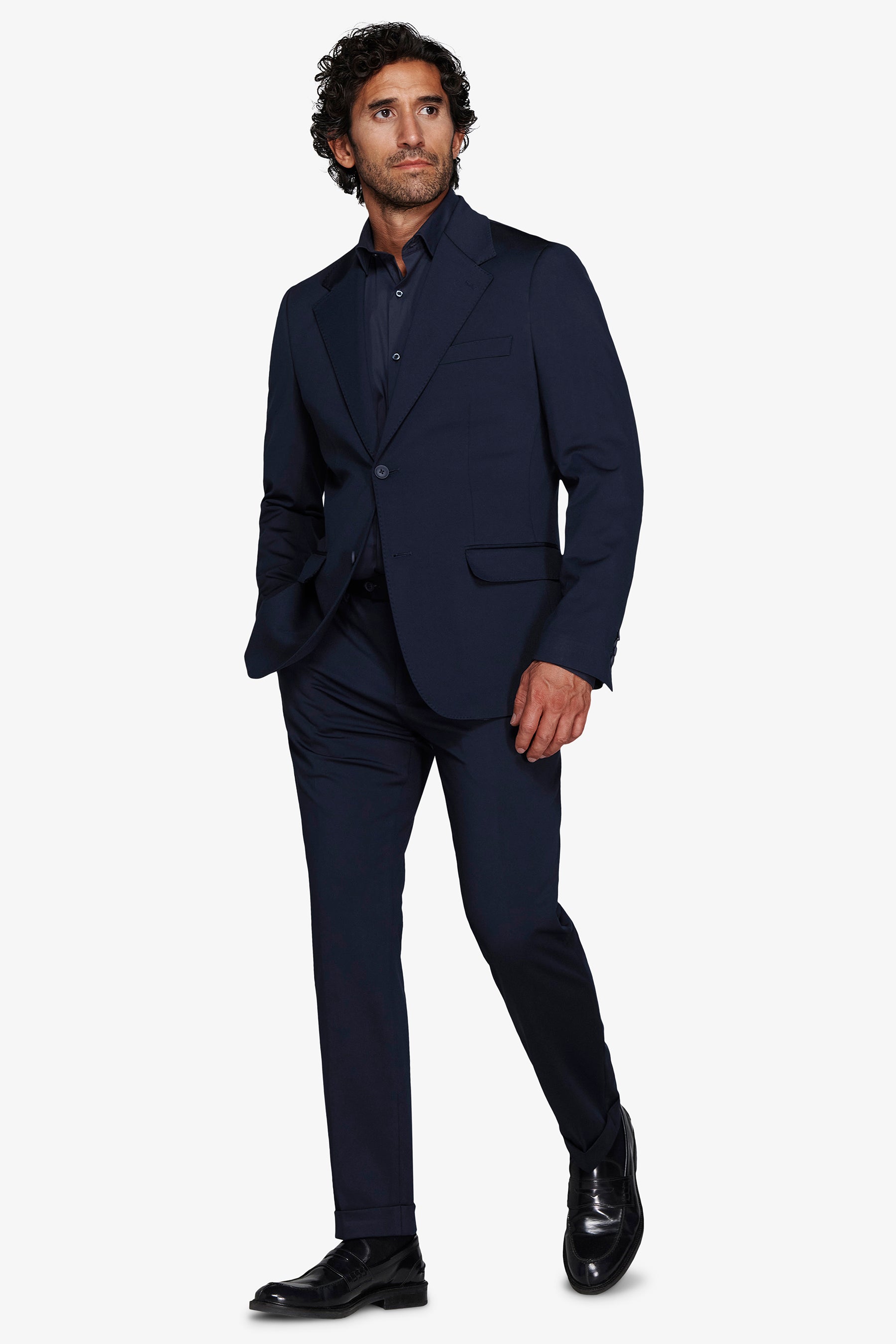 Giacca in jersey tecnico blu slim