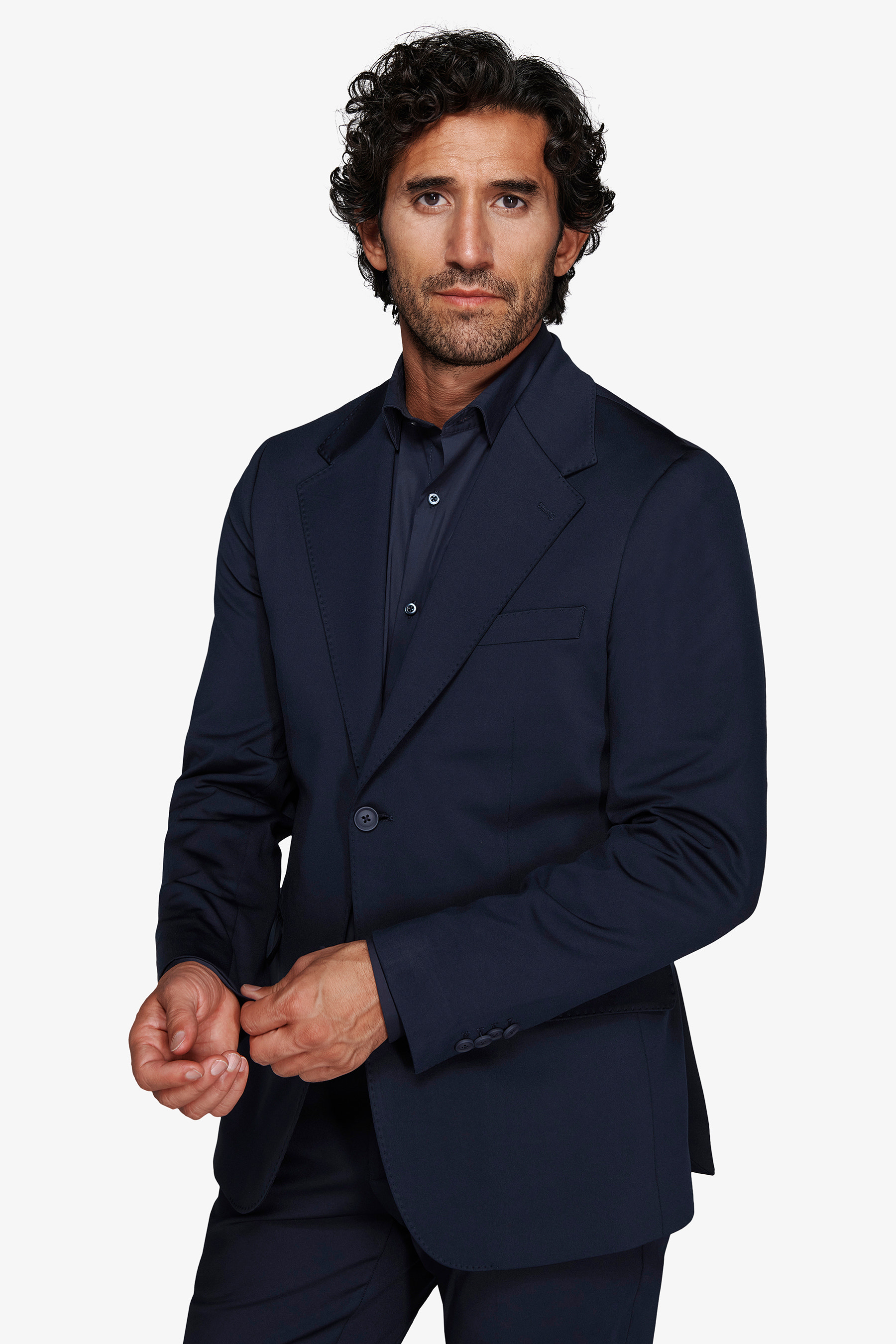 Giacca in jersey tecnico blu slim-Dan John