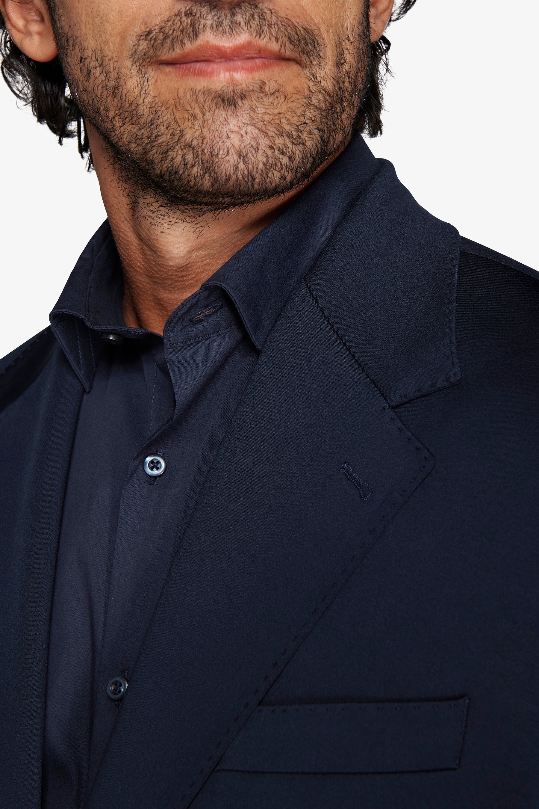 Giacca in jersey tecnico blu slim