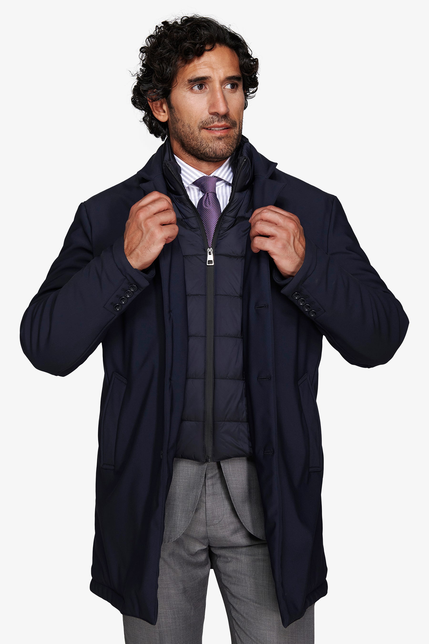 Cappotto tecnico trapuntato blu-Dan John