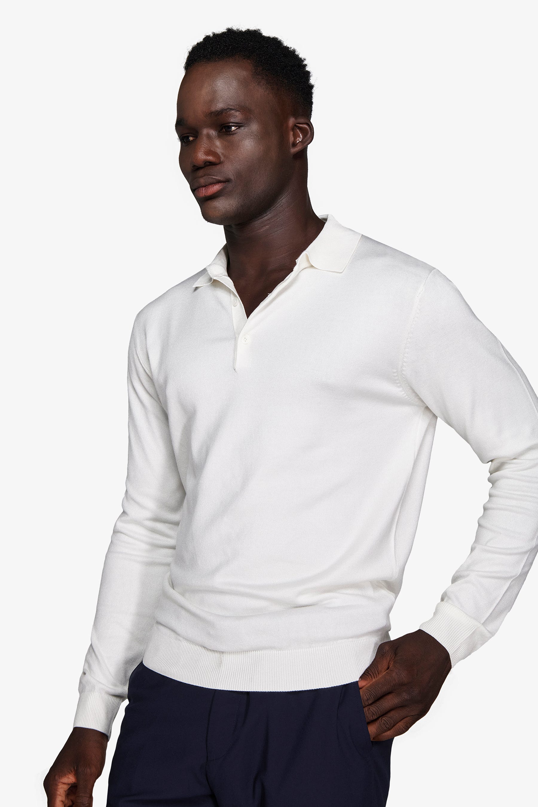 Polo in maglia con bottoni basic panna-Dan John