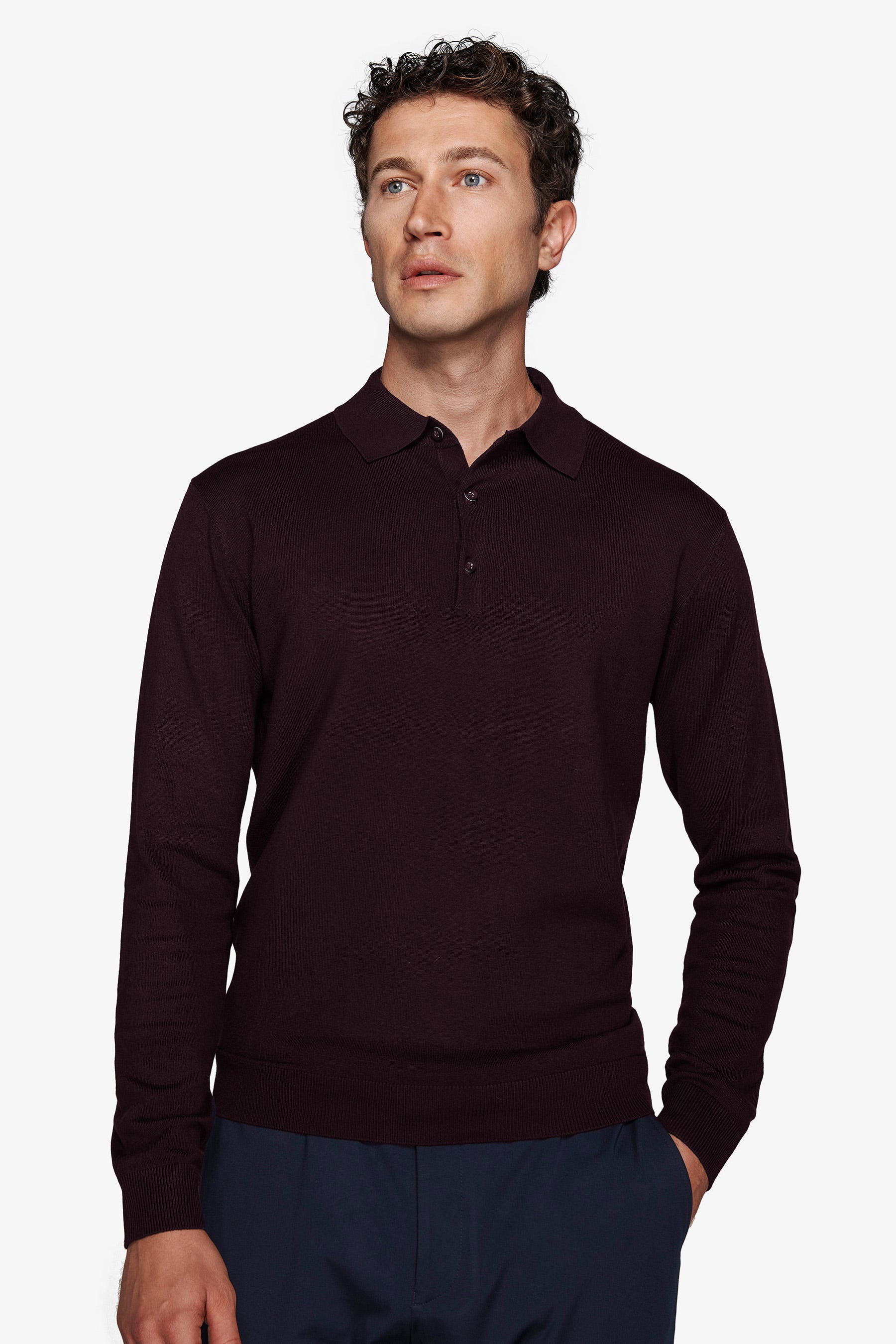 Polo marron en maille avec boutons