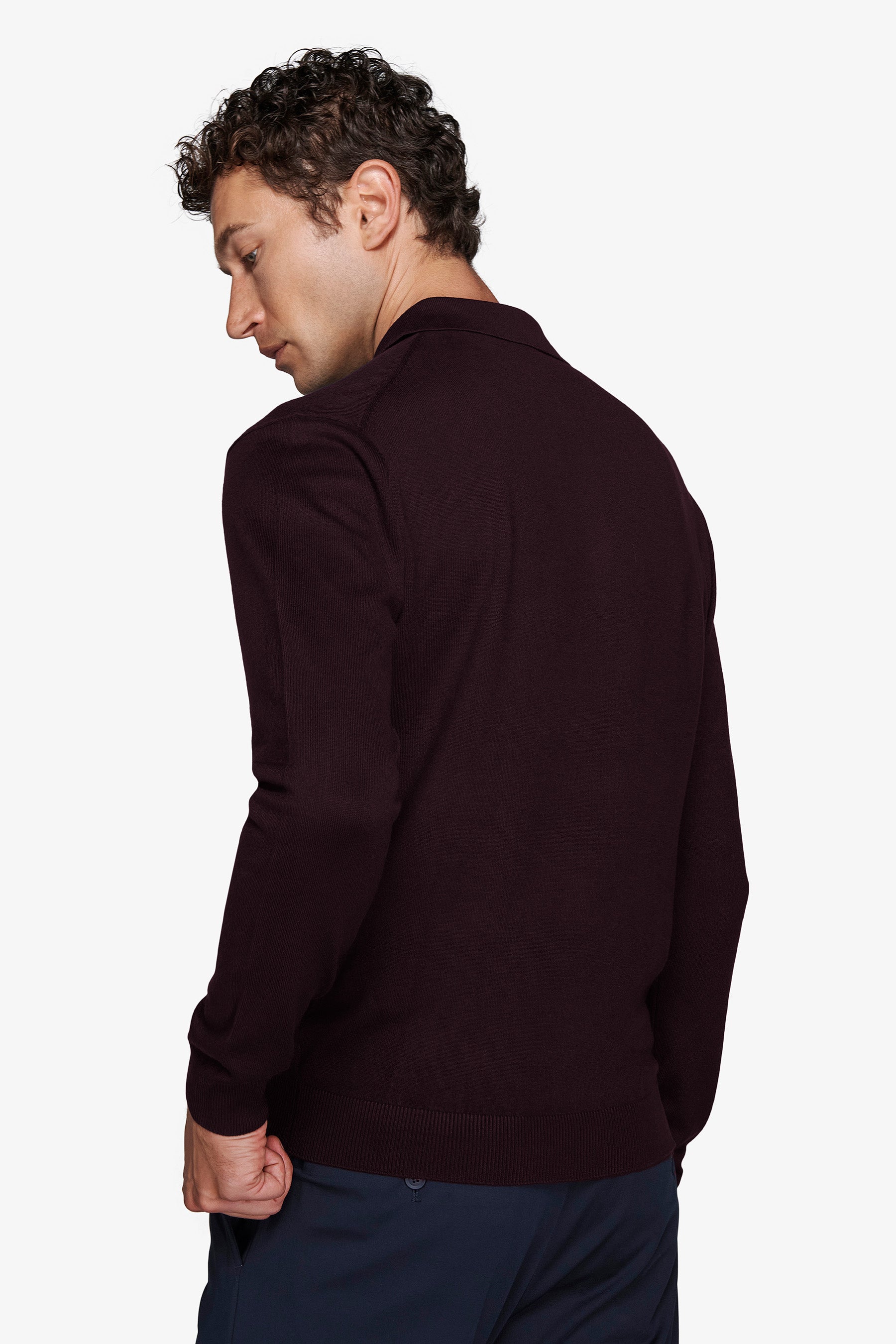 Polo in maglia con bottoni bordeaux