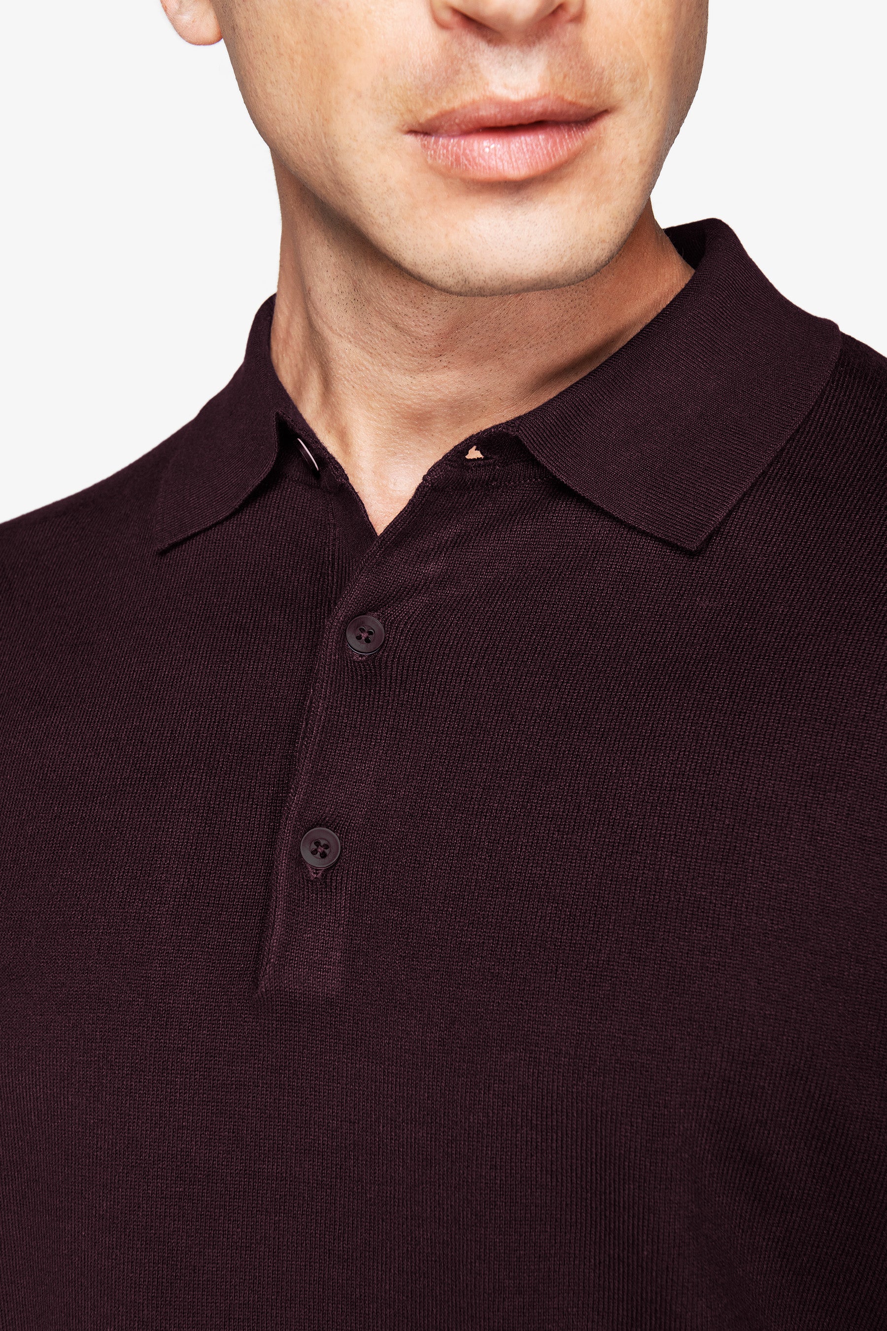 Polo in maglia con bottoni bordeaux