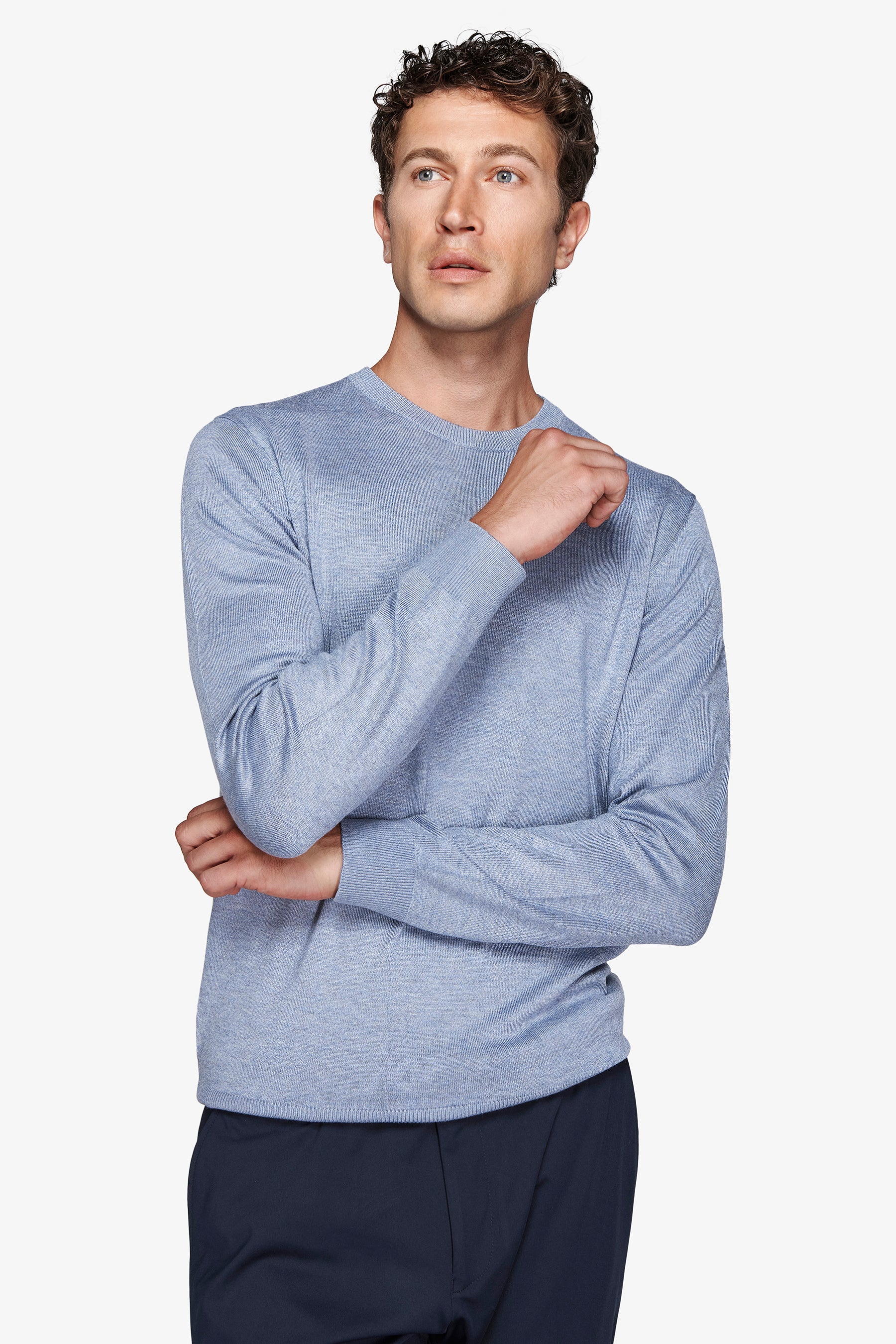 Maglia girocollo basic celeste