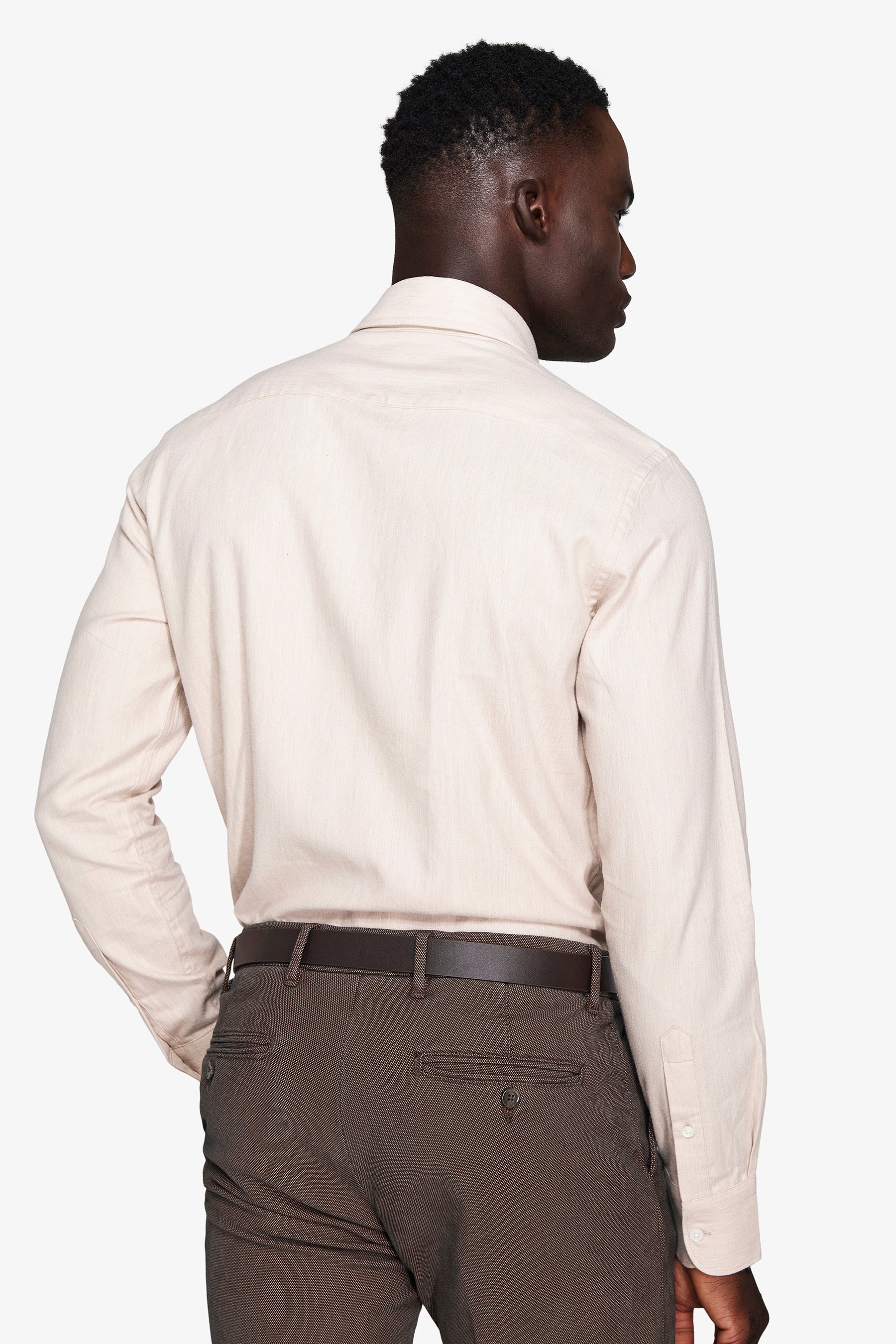 Beige Herringbone flannel effect shirt