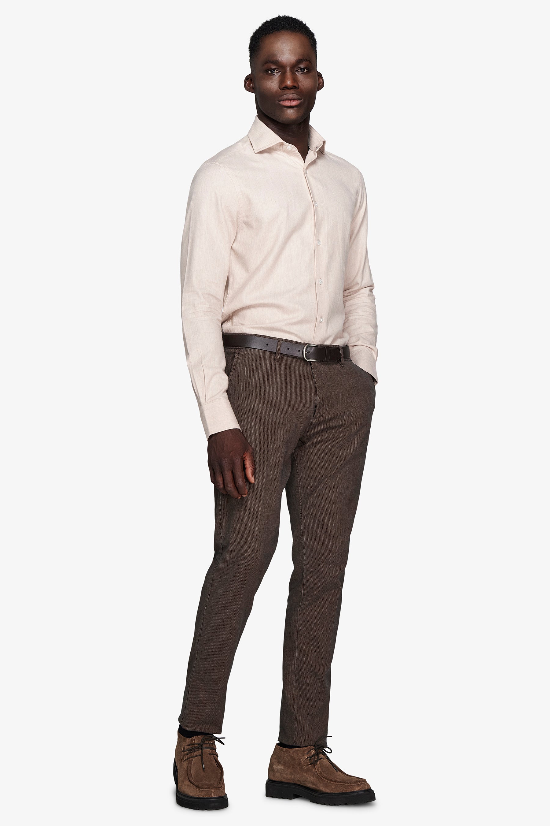 Beige Herringbone flannel effect shirt