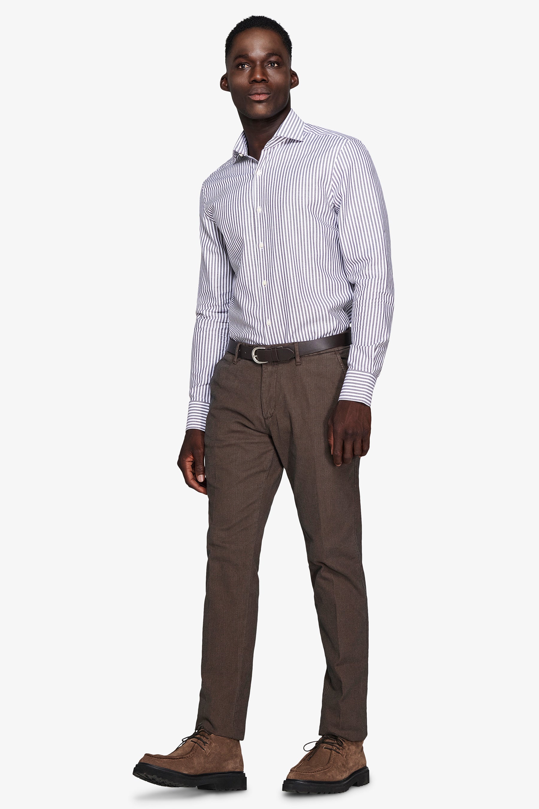 Camicia a righe operata moro