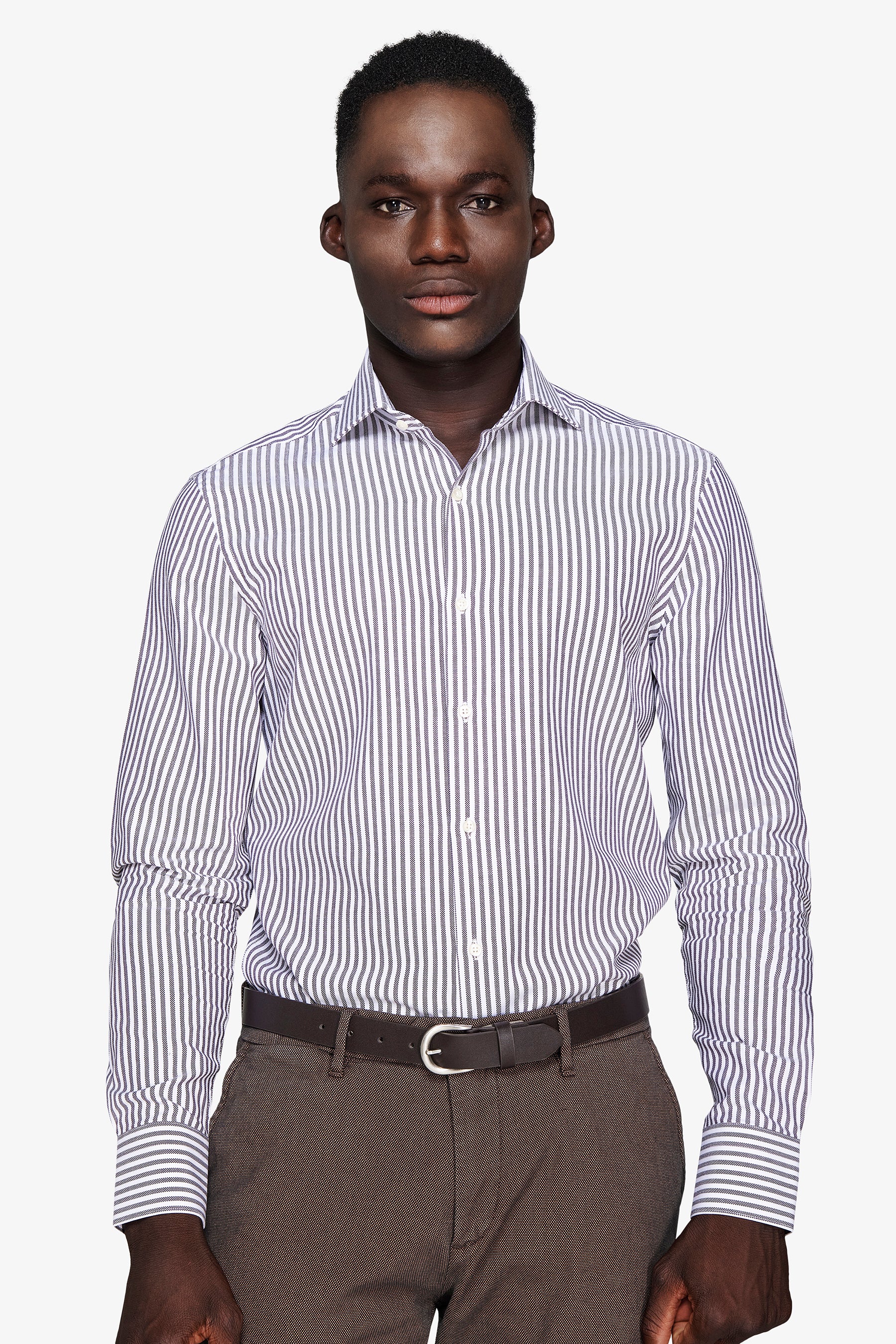 Camicia a righe operata moro
