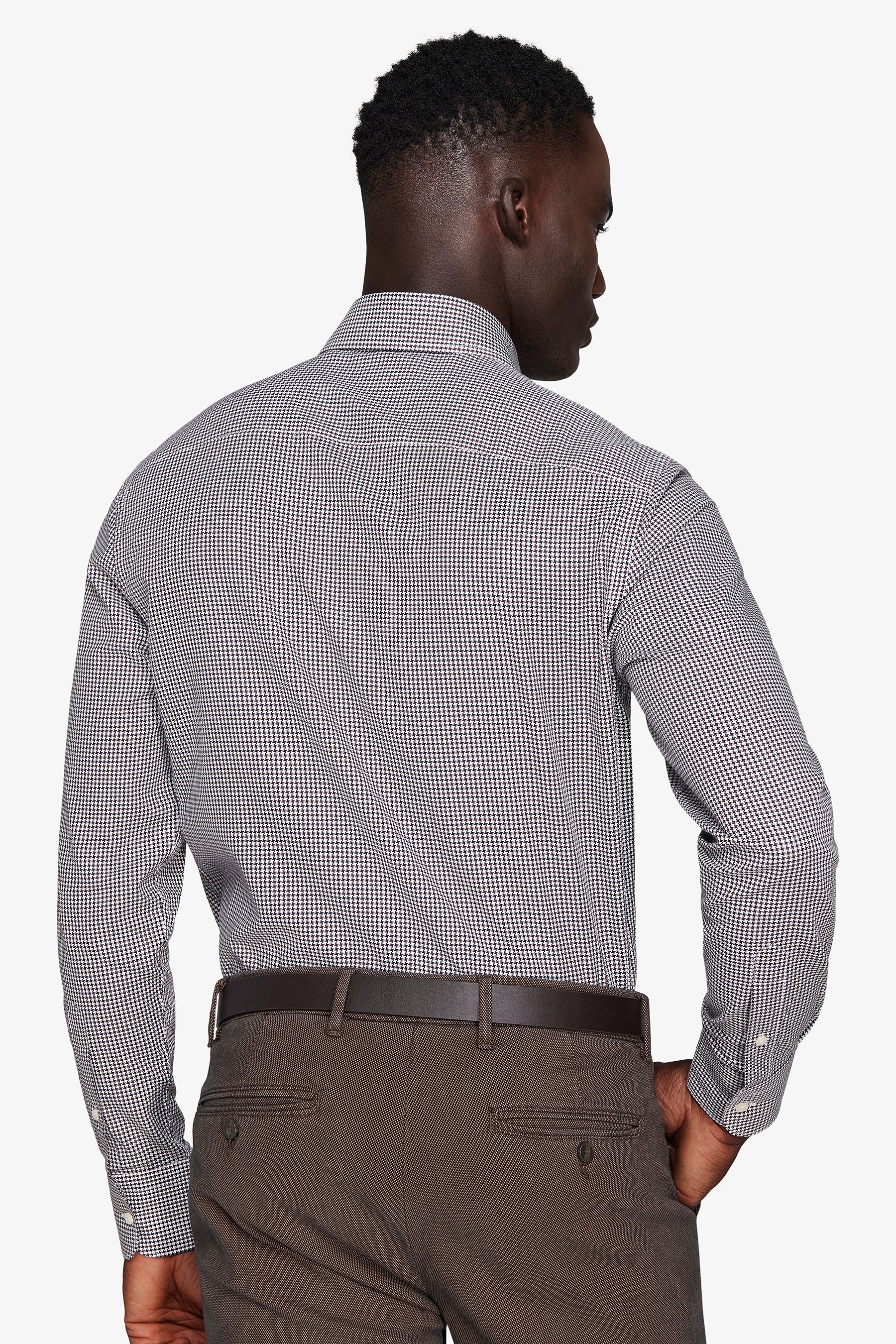 Chemise pied-de-poule marron