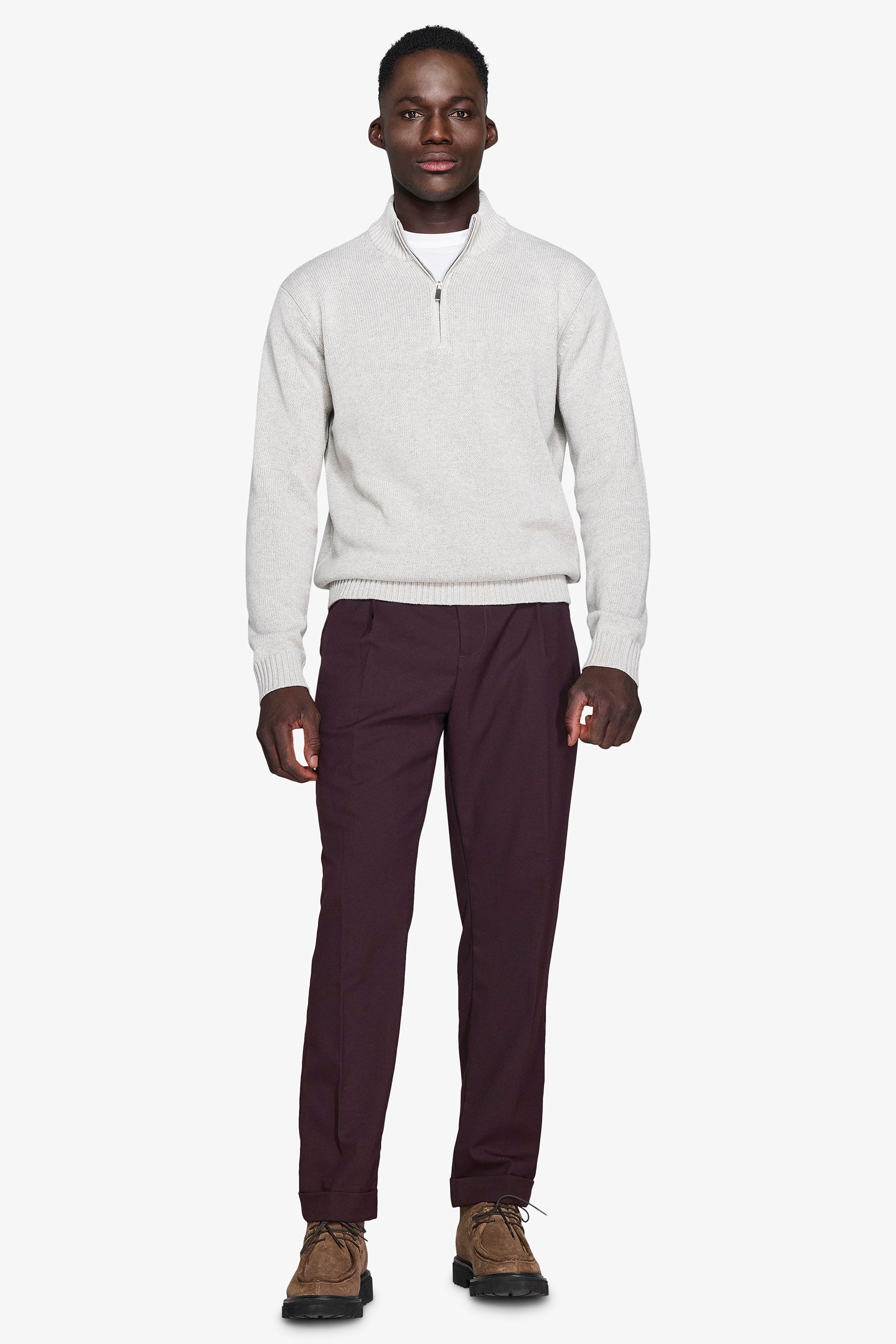 Maglia half zip grigio chiaro