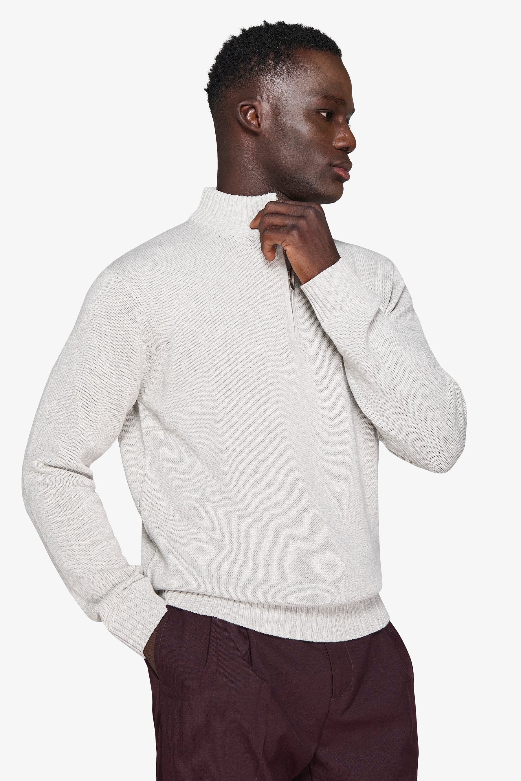 Maglia half zip grigio chiaro