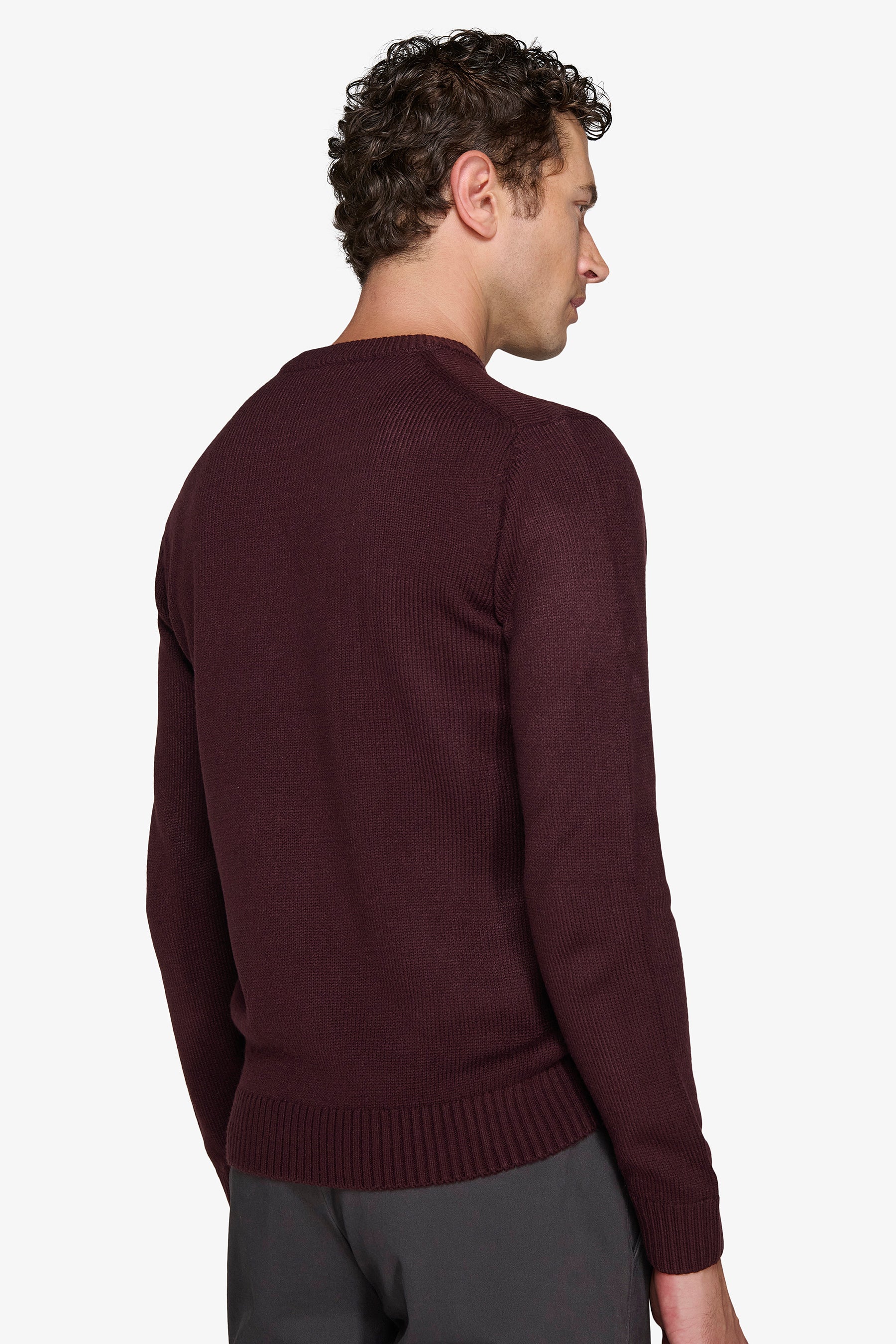 Burgundy lambswool effect crewneck sweater