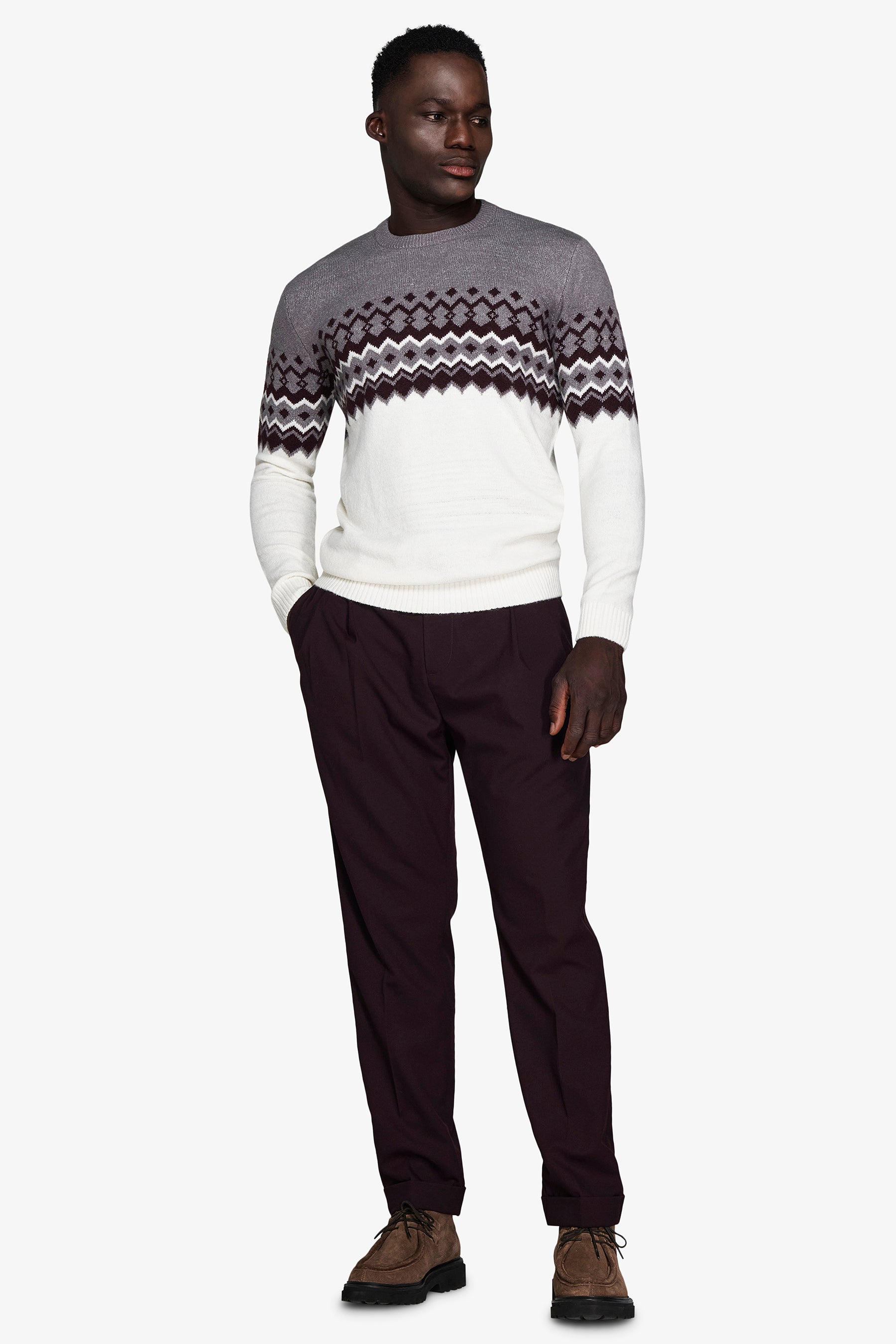 Maglia girocollo nordic bordeaux