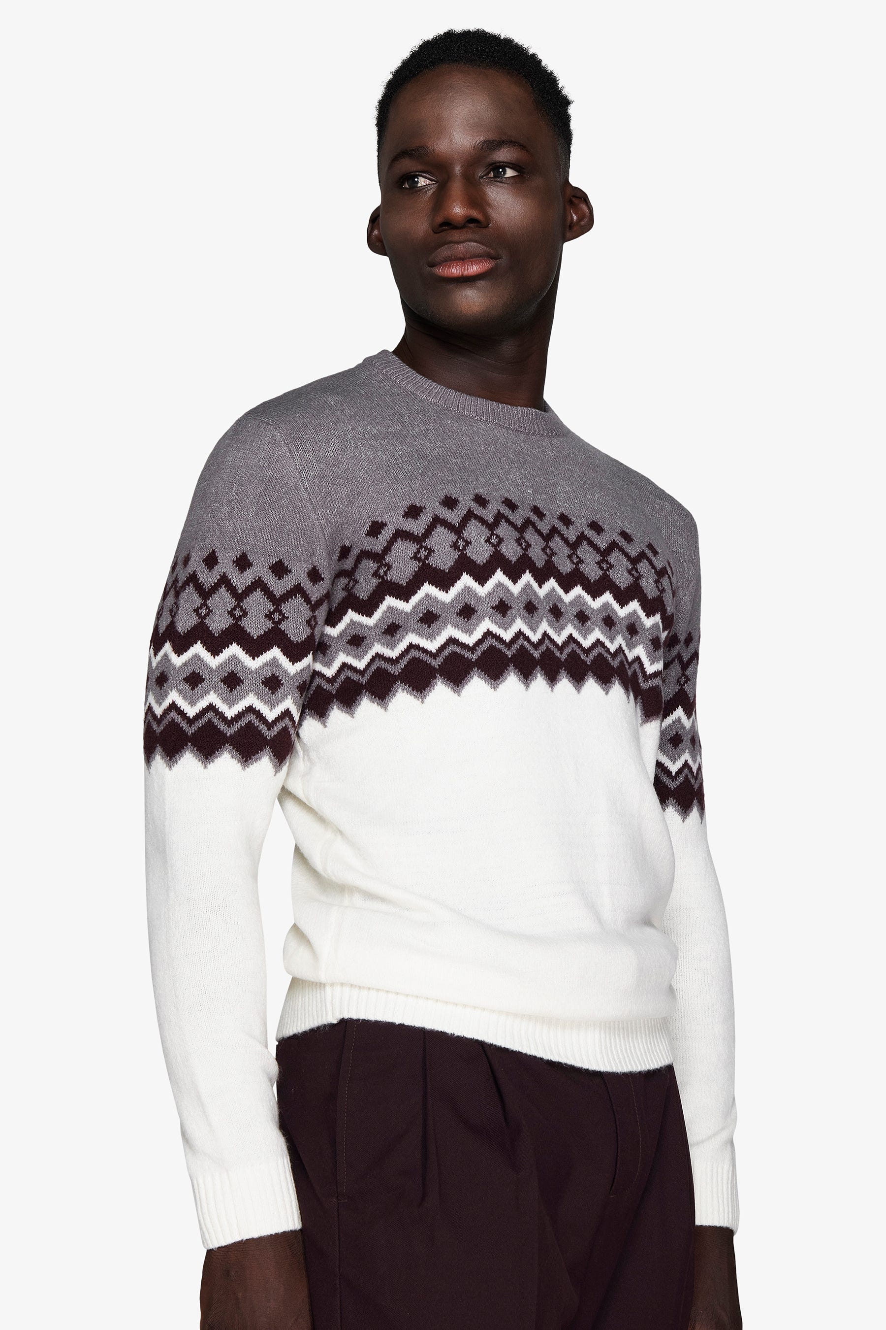 Maglia girocollo nordic bordeaux-Dan John