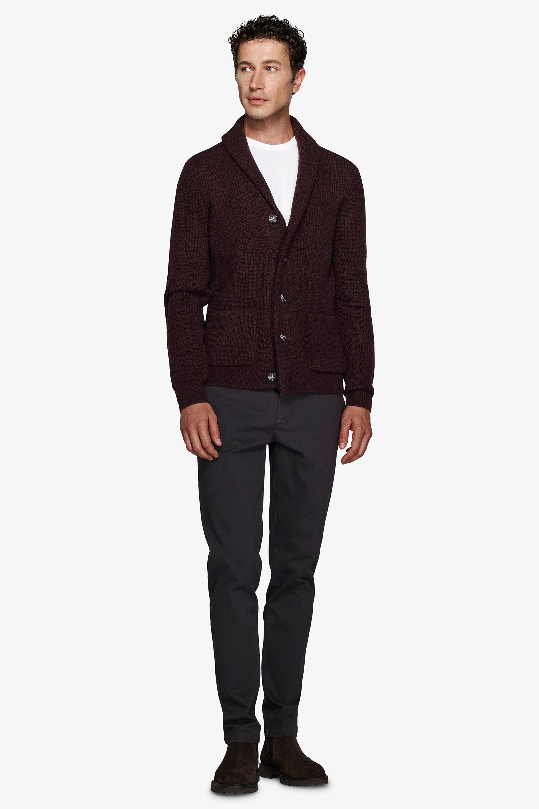 Veste bordeaux à col châle