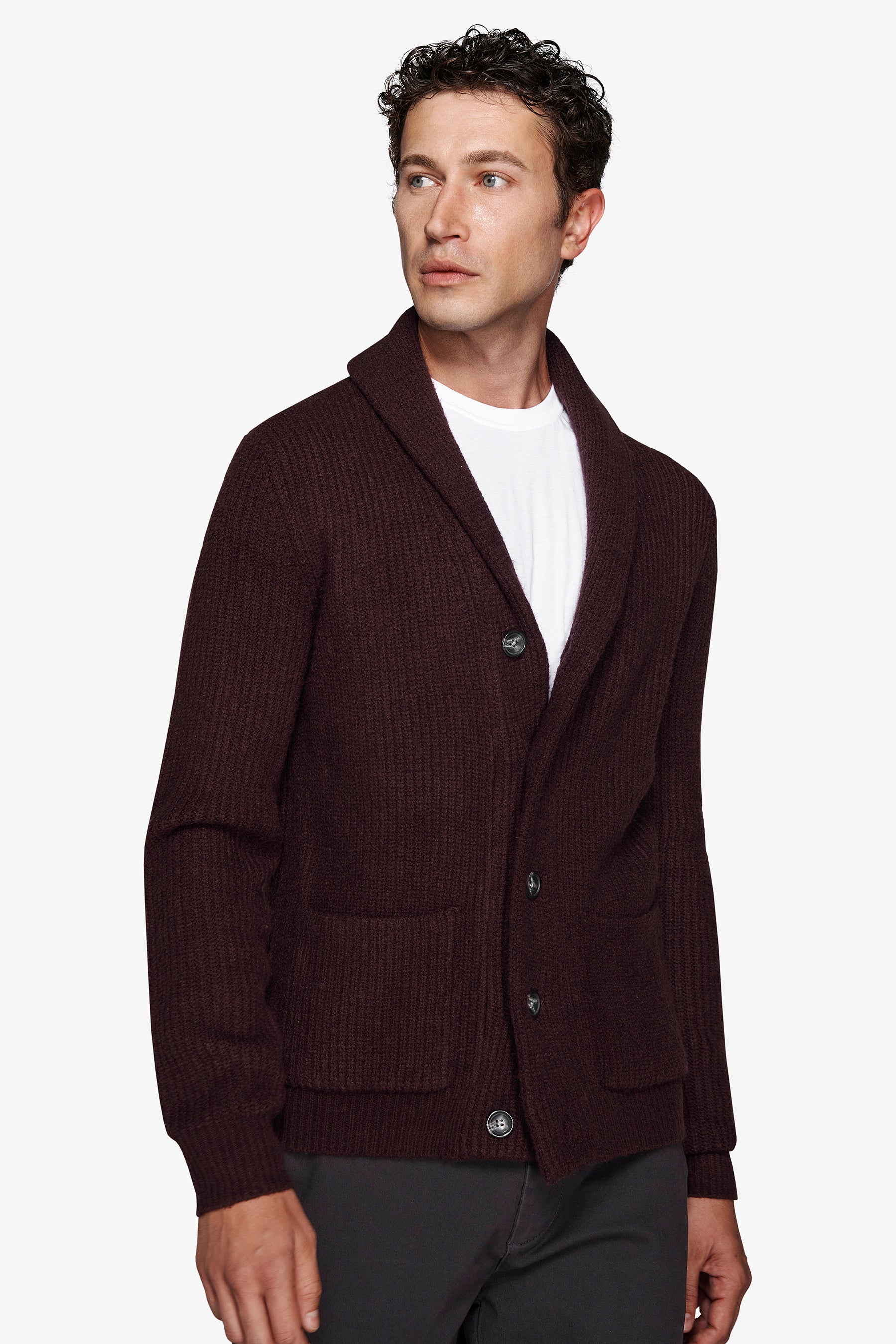 Veste bordeaux à col châle