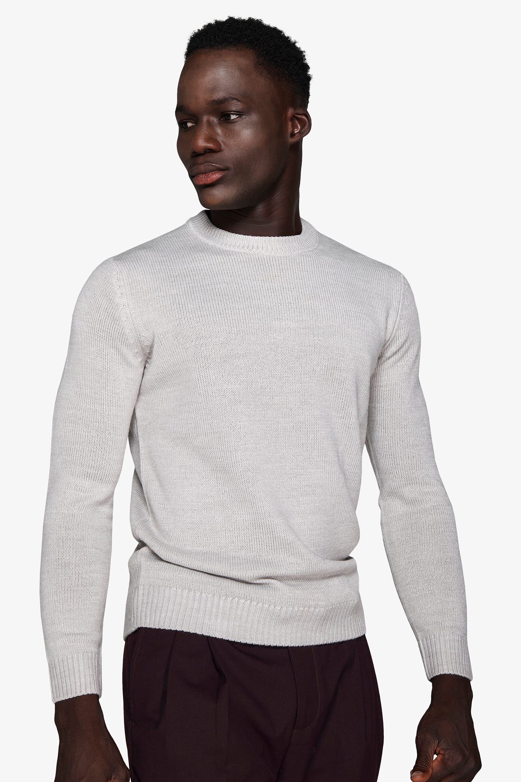 Maglia girocollo effetto lambswool grigio chiaro-Dan John