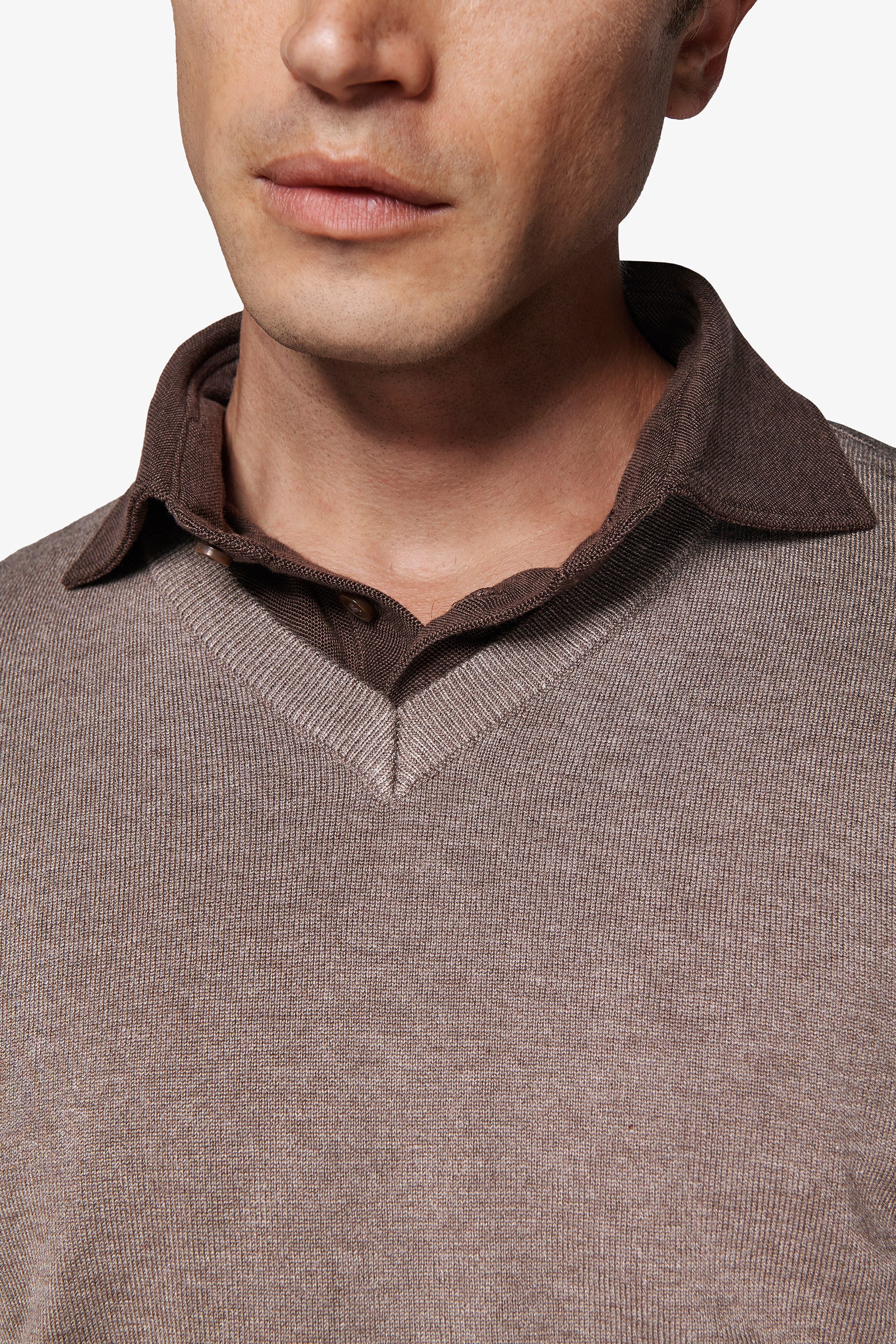 Maglia scollo a V tortora-Dan John