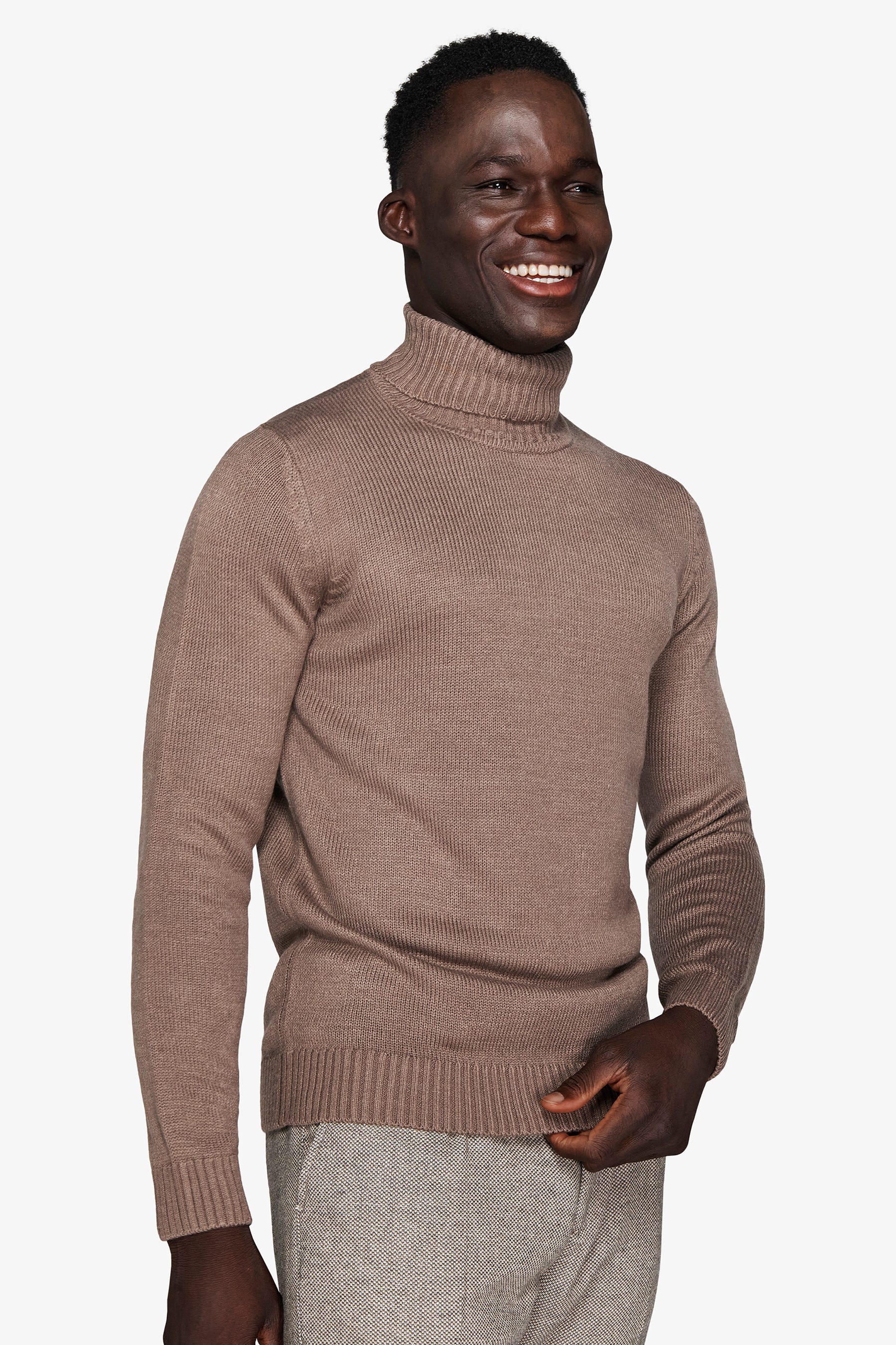 Maglia dolcevita effetto lambswool tortora-Dan John