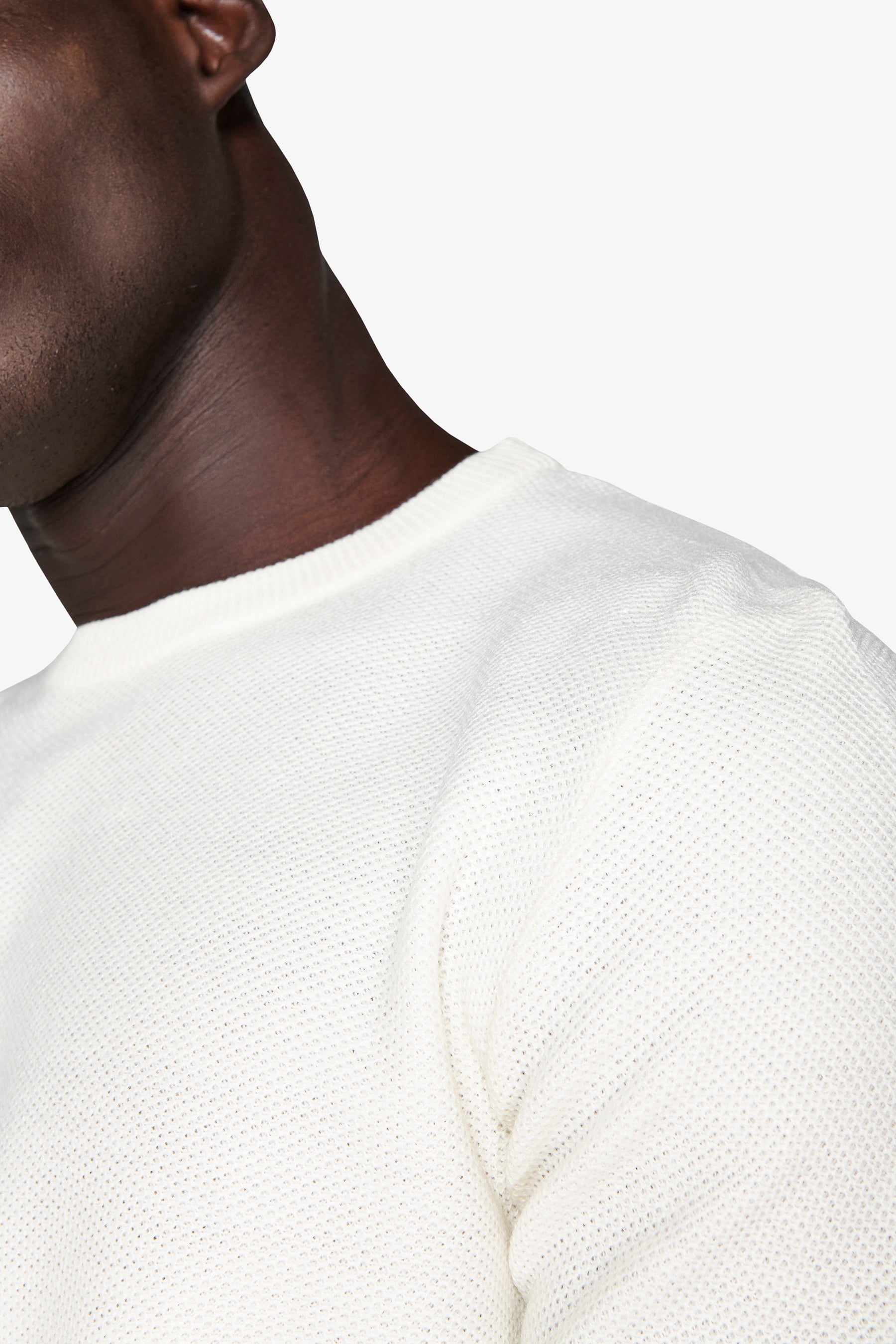 Maglia girocollo armaturata chicco riso panna