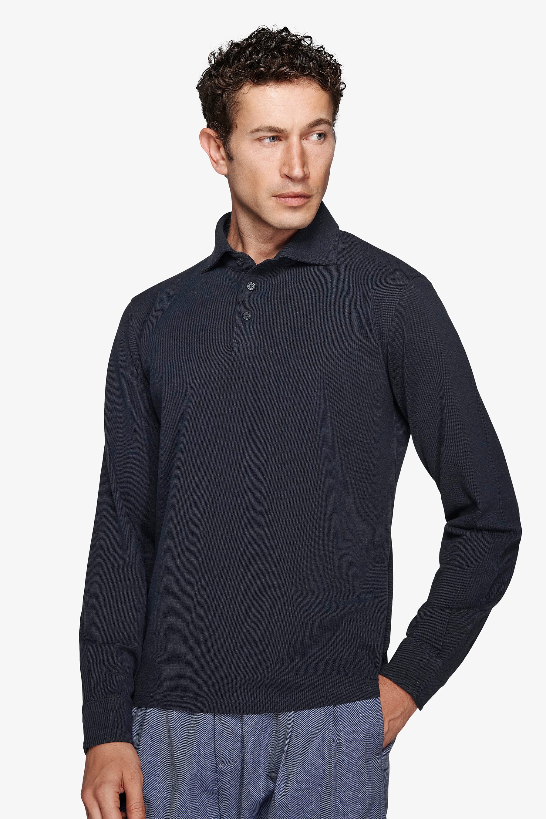 Polo piquet stretch con collo camicia avion-Dan John