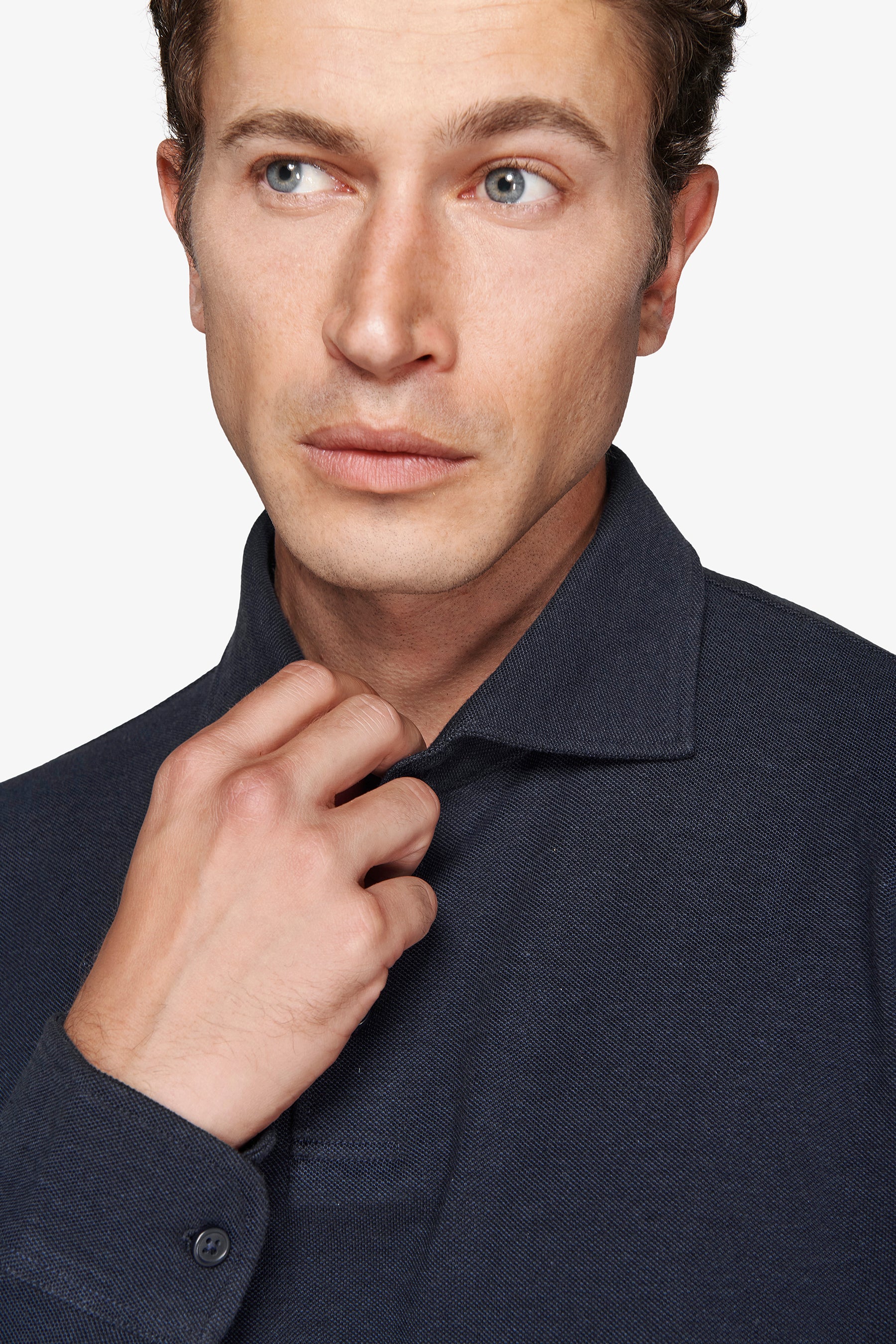 Polo en piqué extensible avec col chemise bleu turquoise