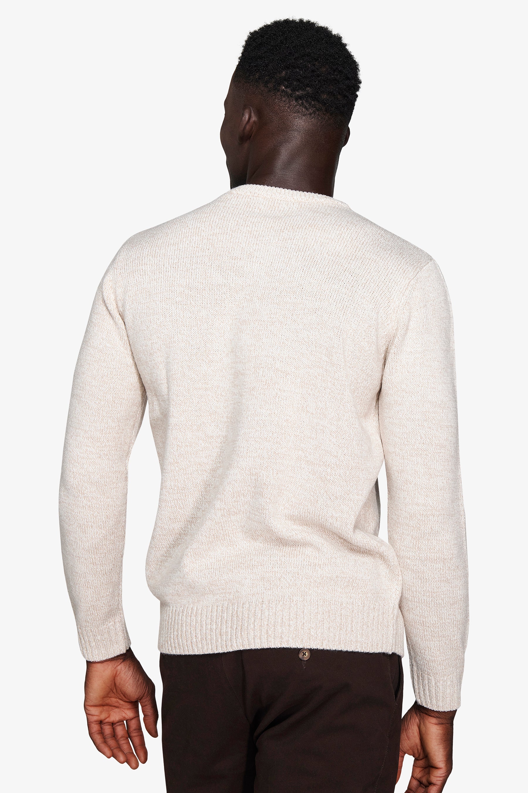 Pull col rond mouliné couleur corde