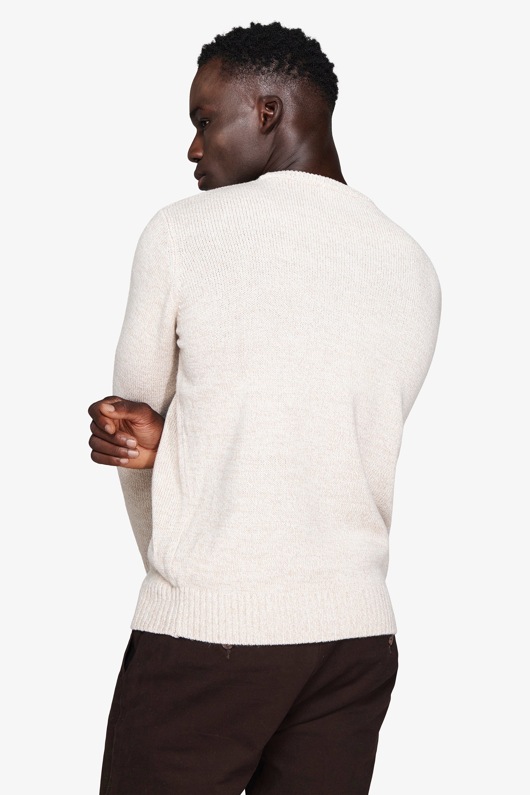 Pull col rond mouliné couleur corde