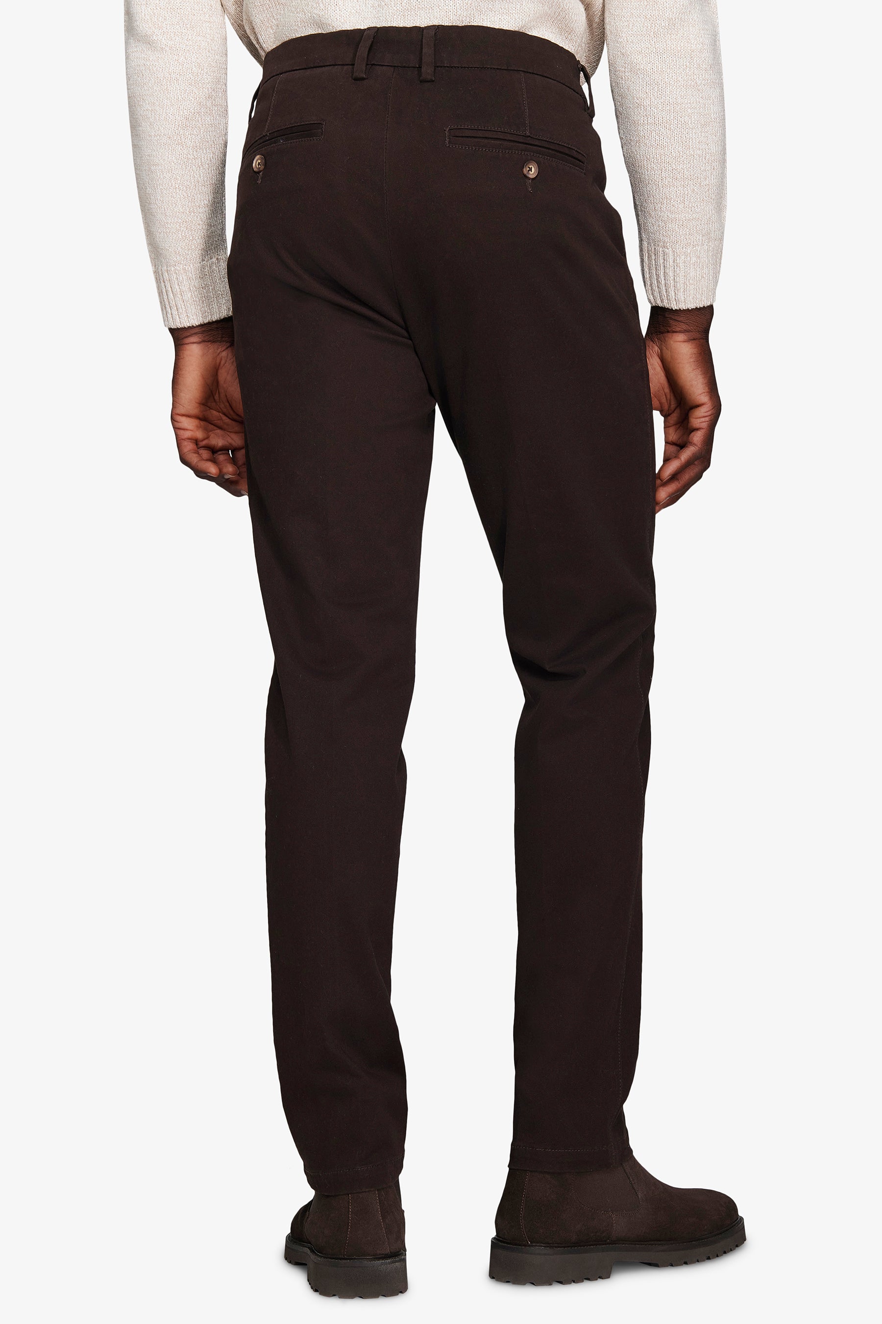Pantalon chino en gabardine marron