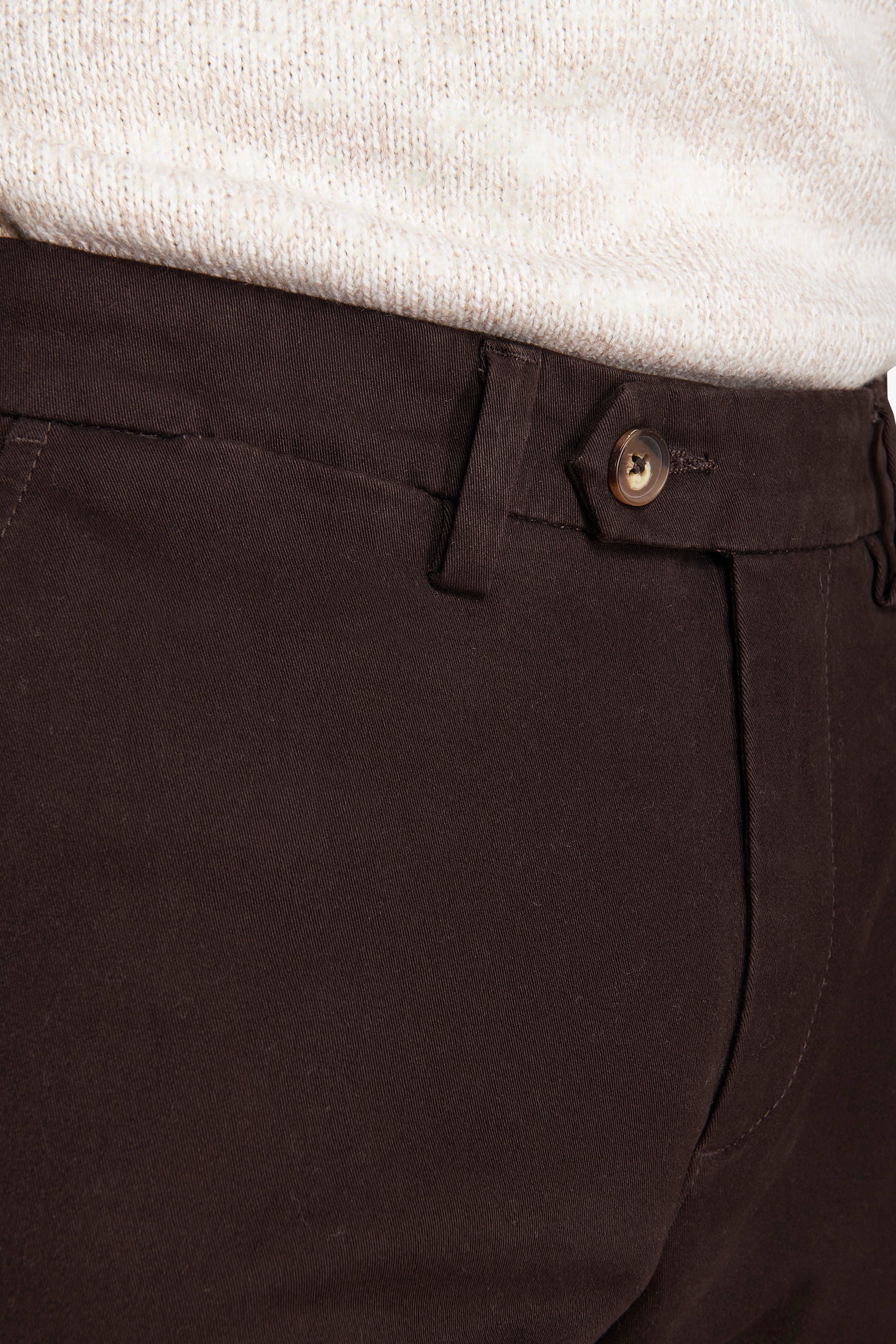 Pantalon chino en gabardine marron