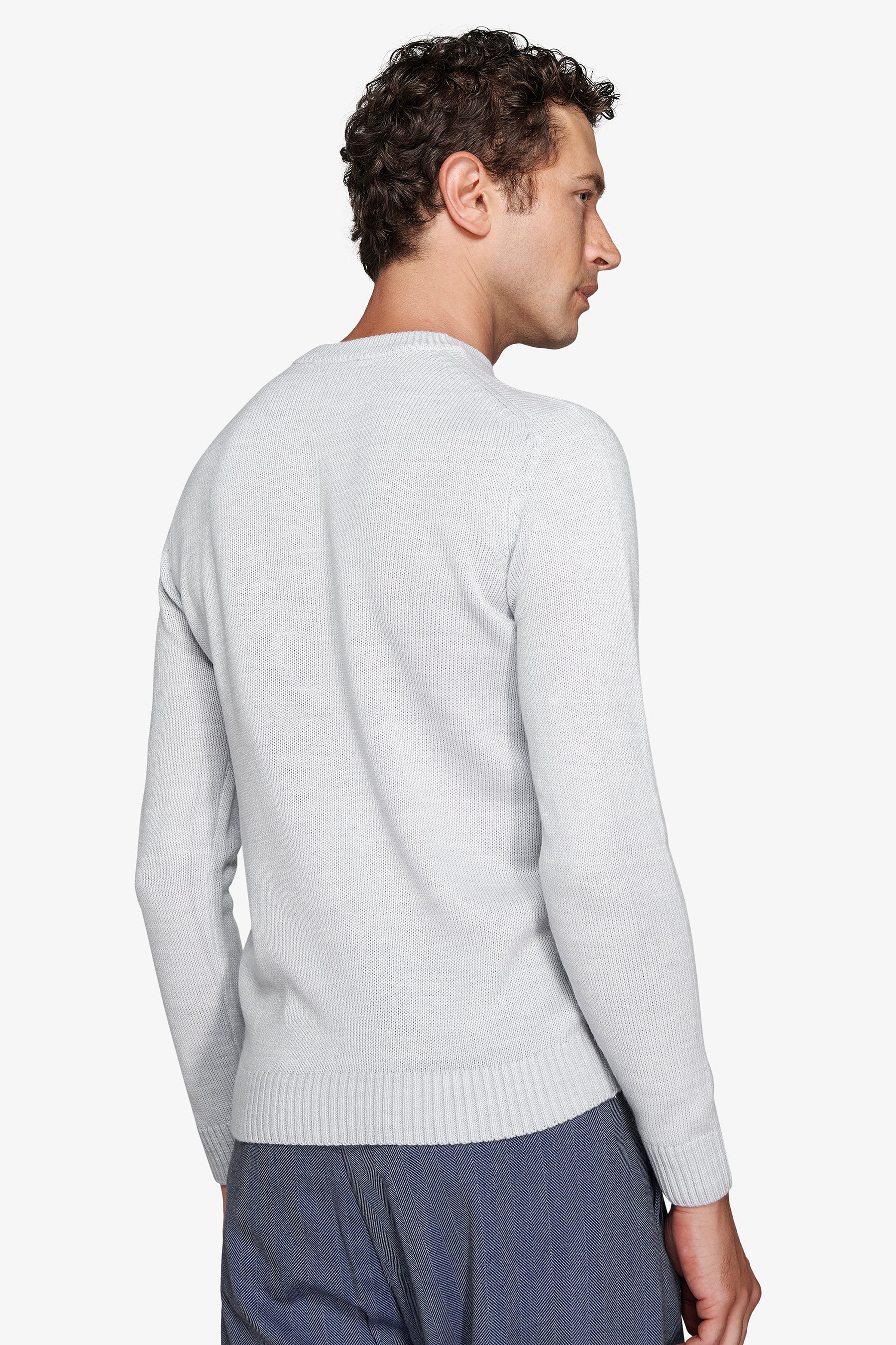 Pull col rond bleu clair effet lambswool