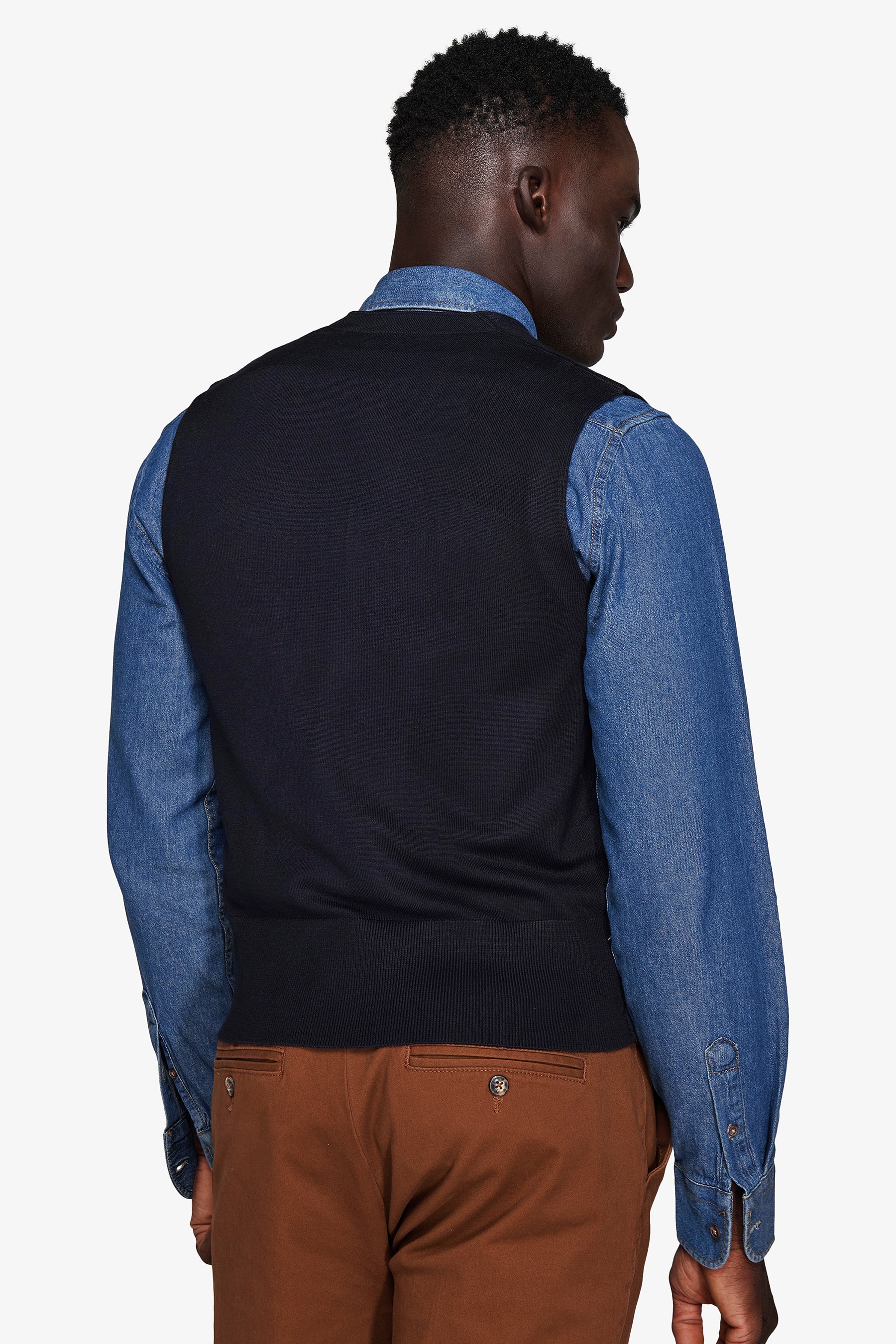 Gilet doppiopetto in maglia blu