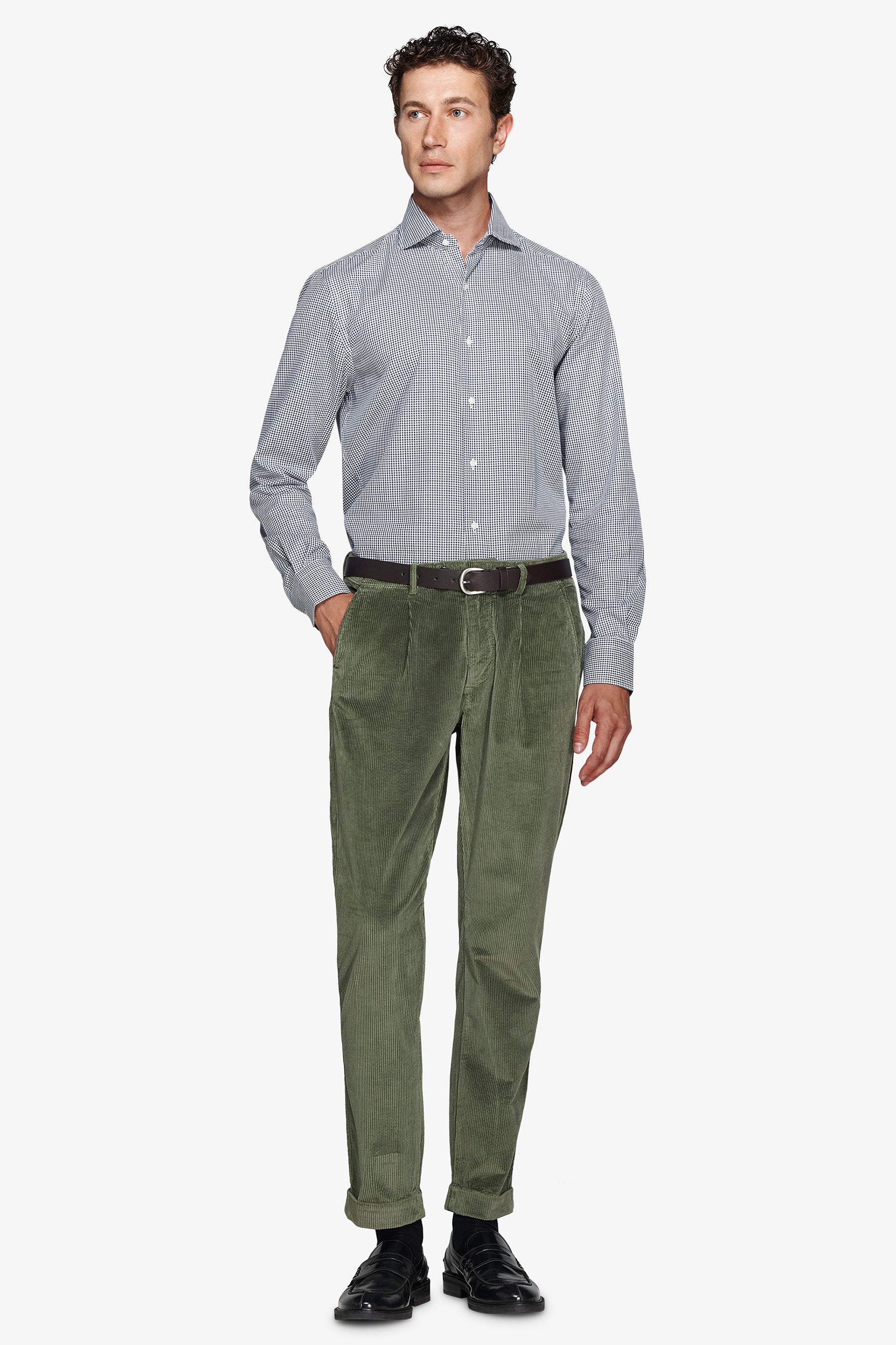 Camicia pied de poule verde